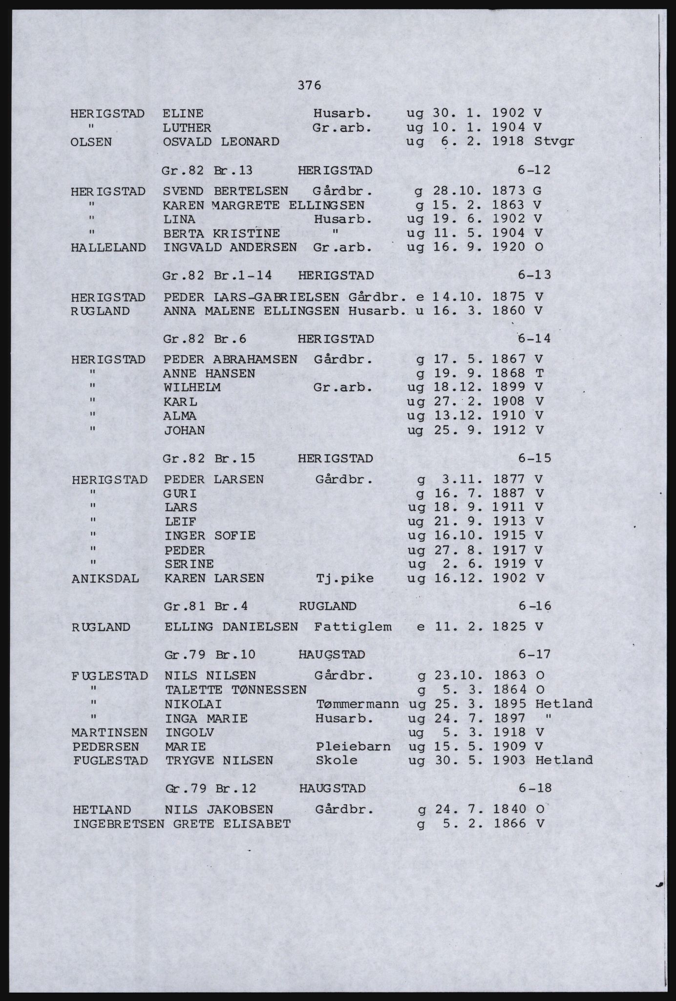 SAST, Avskrift av folketellingen 1920 for en del av Jæren, 1920, s. 390