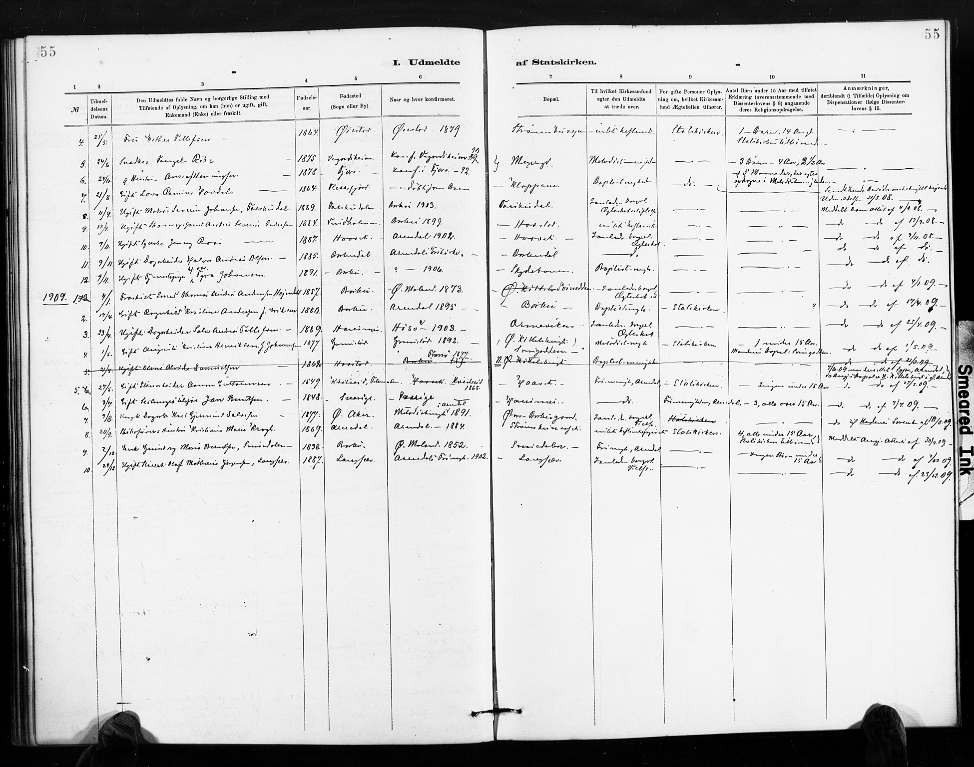 Barbu sokneprestkontor, SAK/1111-0003/F/Fa/L0004: Ministerialbok nr. A 4, 1883-1909, s. 55