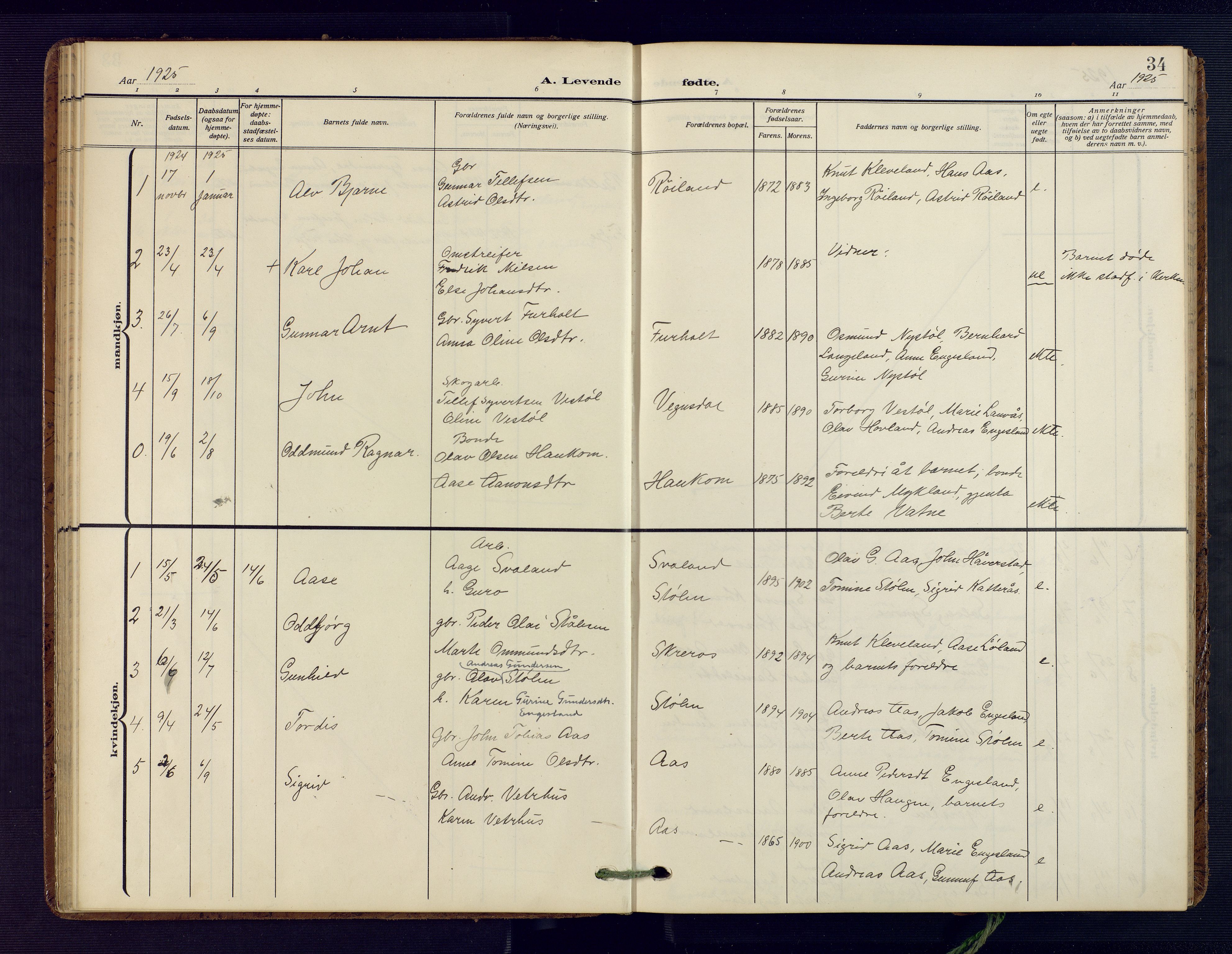 Herefoss sokneprestkontor, AV/SAK-1111-0019/F/Fa/Fab/L0005: Ministerialbok nr. A 5, 1910-1932, s. 34