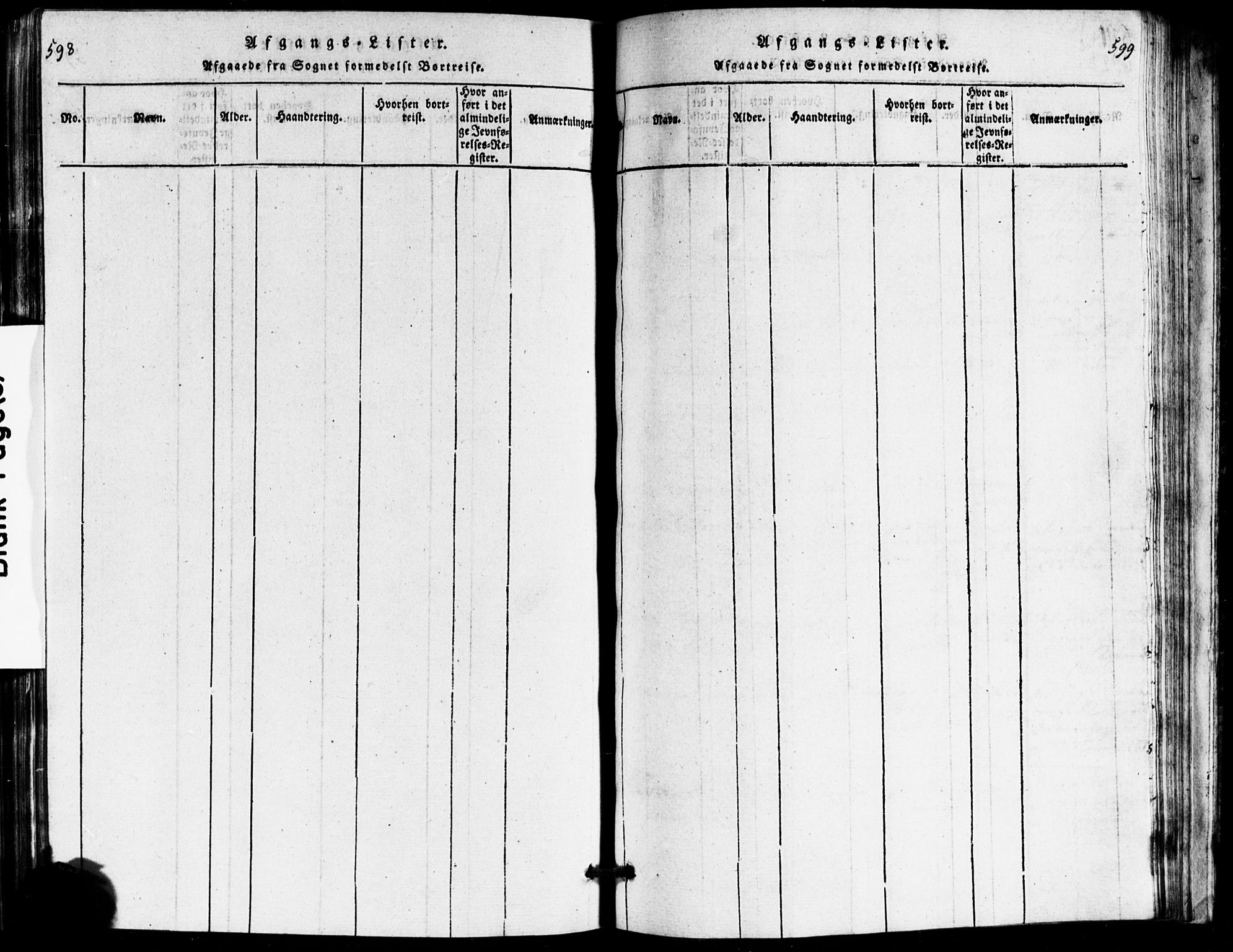 Idd prestekontor Kirkebøker, AV/SAO-A-10911/G/Ga/L0001: Klokkerbok nr. I 1, 1815-1826, s. 598-599