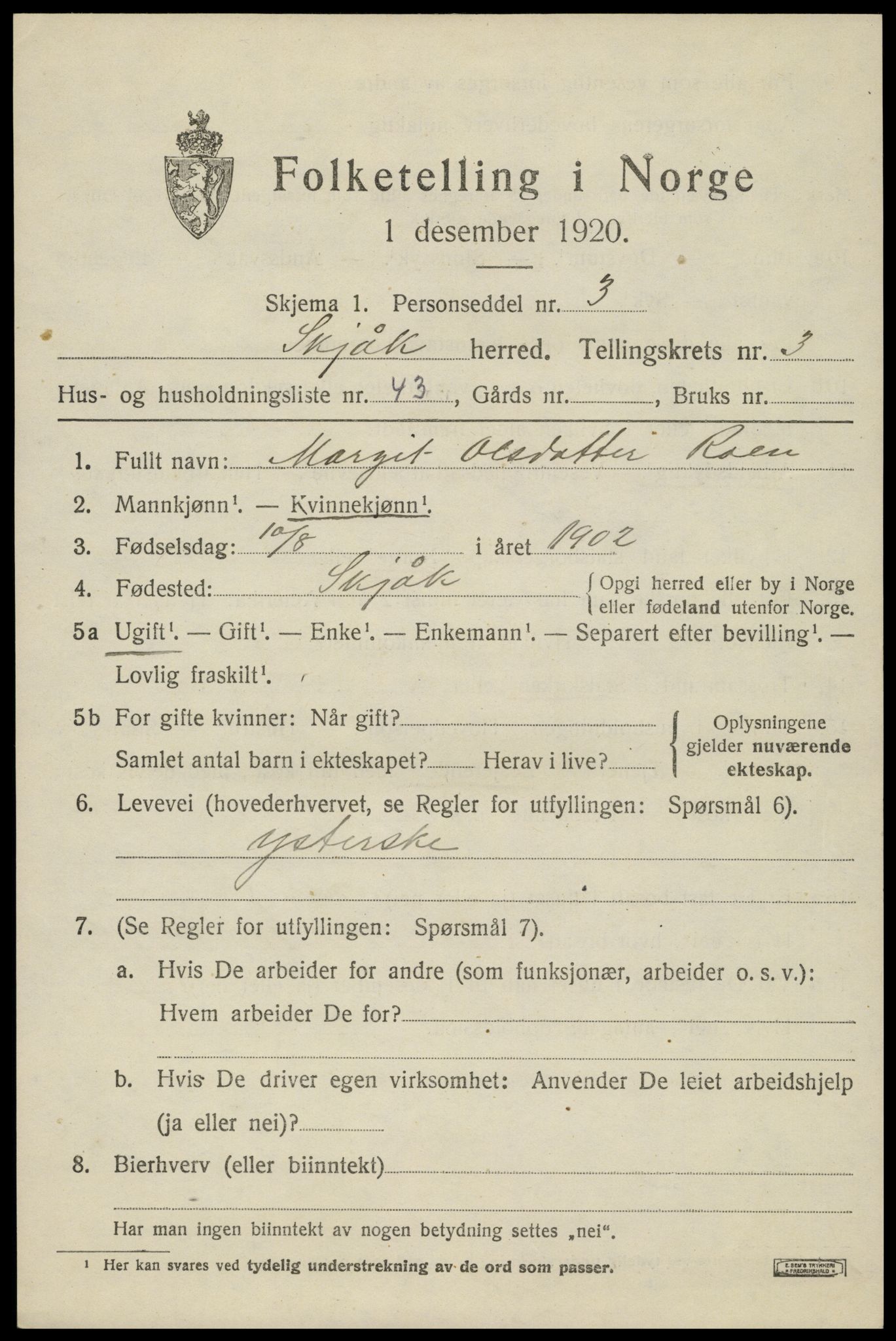 SAH, Folketelling 1920 for 0513 Skjåk herred, 1920, s. 2094