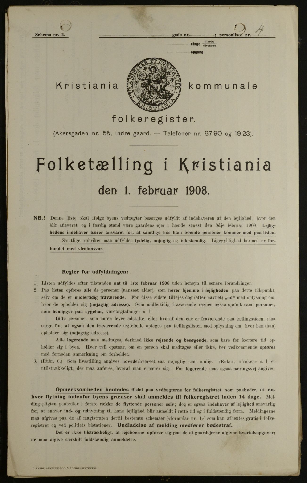 OBA, Kommunal folketelling 1.2.1908 for Kristiania kjøpstad, 1908, s. 36842