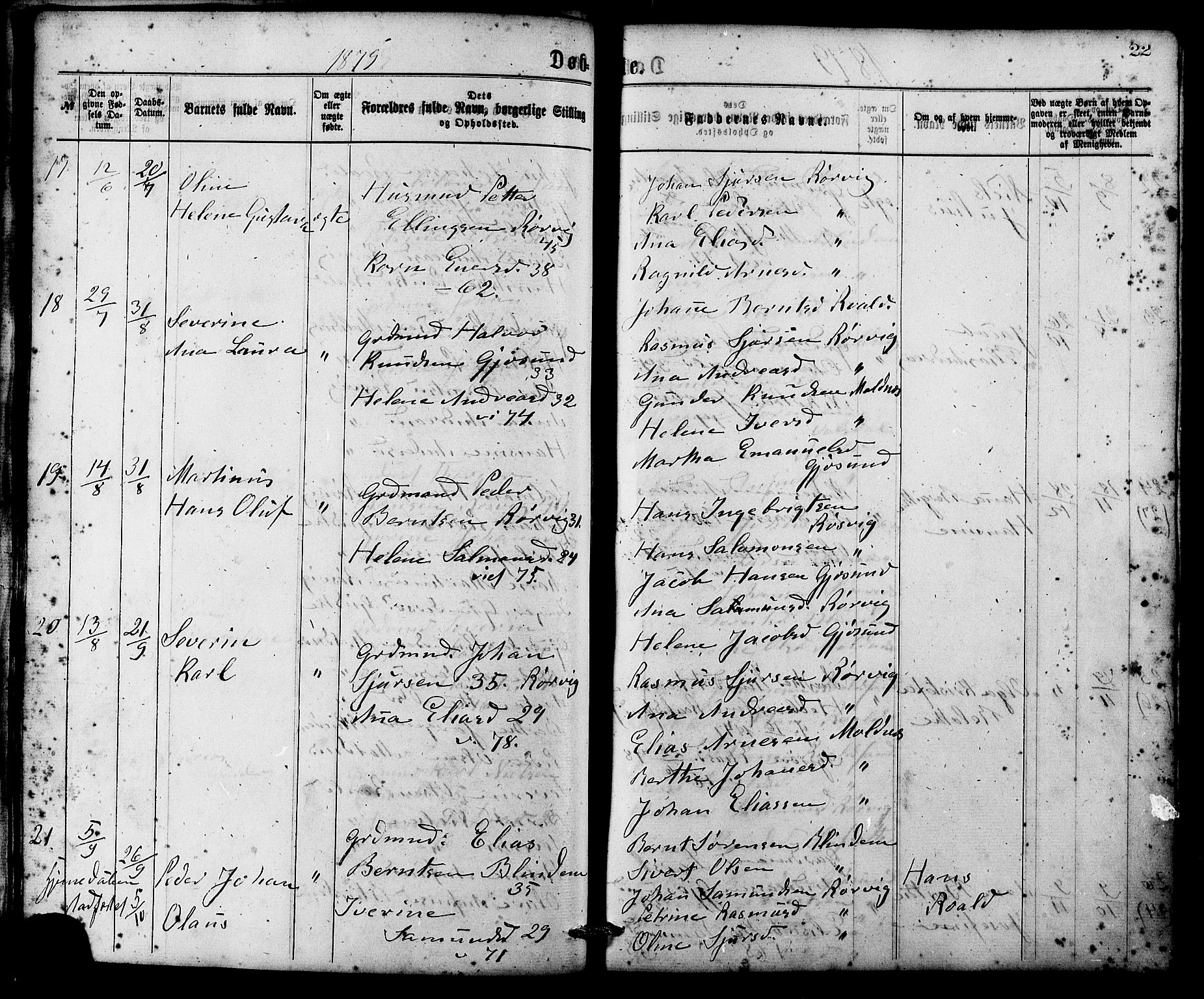 Ministerialprotokoller, klokkerbøker og fødselsregistre - Møre og Romsdal, AV/SAT-A-1454/537/L0519: Ministerialbok nr. 537A03, 1876-1889, s. 22