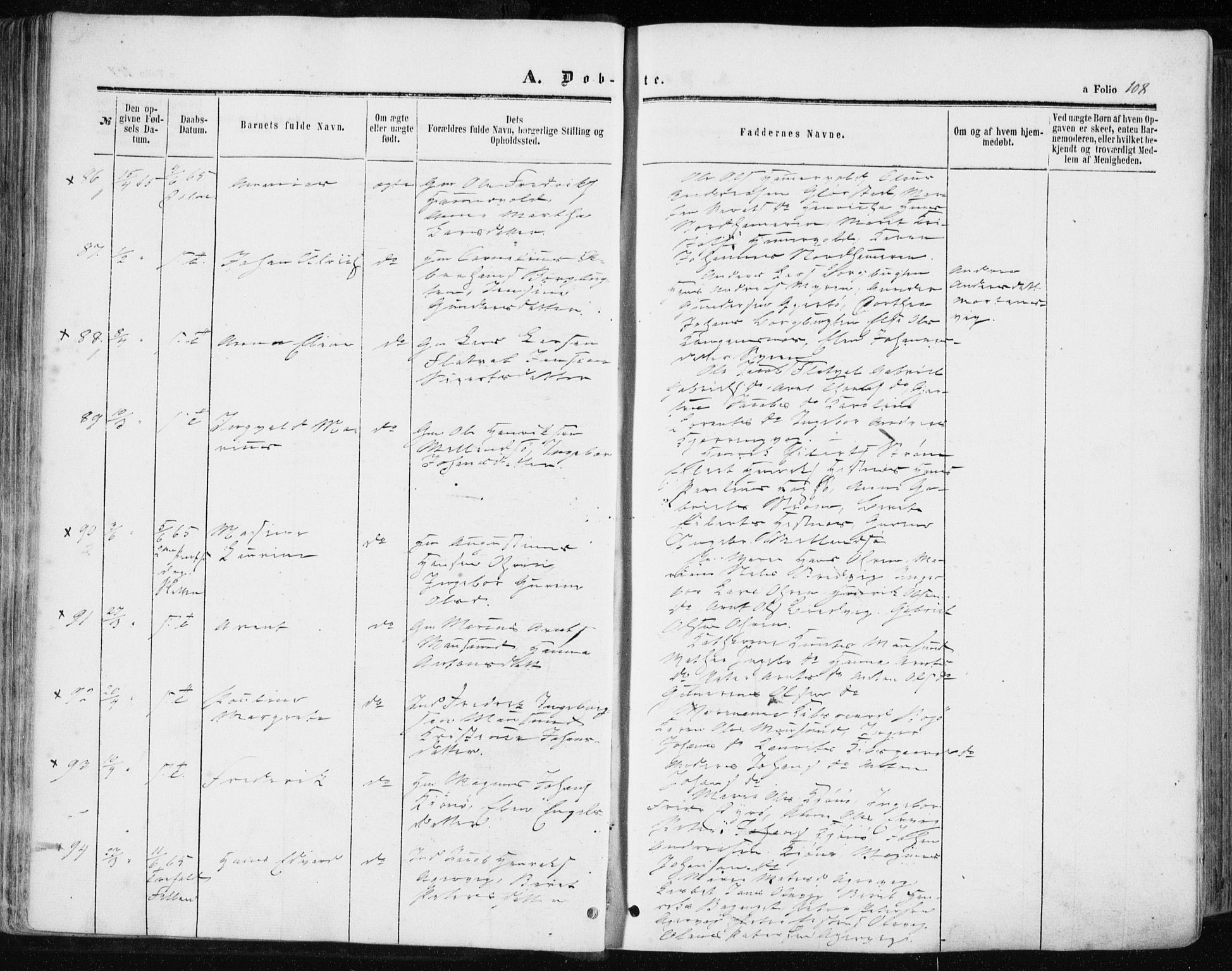 Ministerialprotokoller, klokkerbøker og fødselsregistre - Sør-Trøndelag, SAT/A-1456/634/L0531: Ministerialbok nr. 634A07, 1861-1870, s. 108