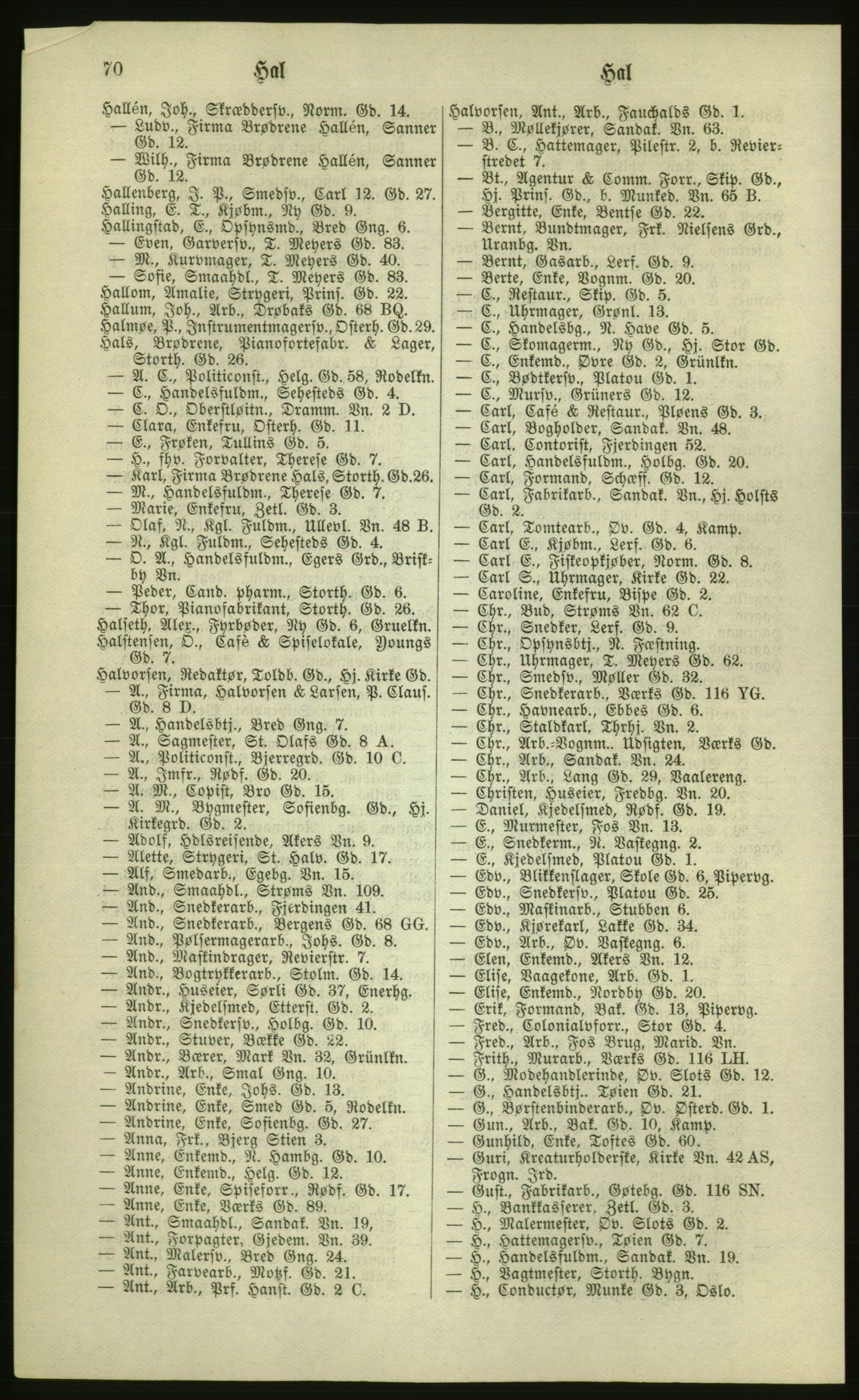 Kristiania/Oslo adressebok, PUBL/-, 1881, s. 70