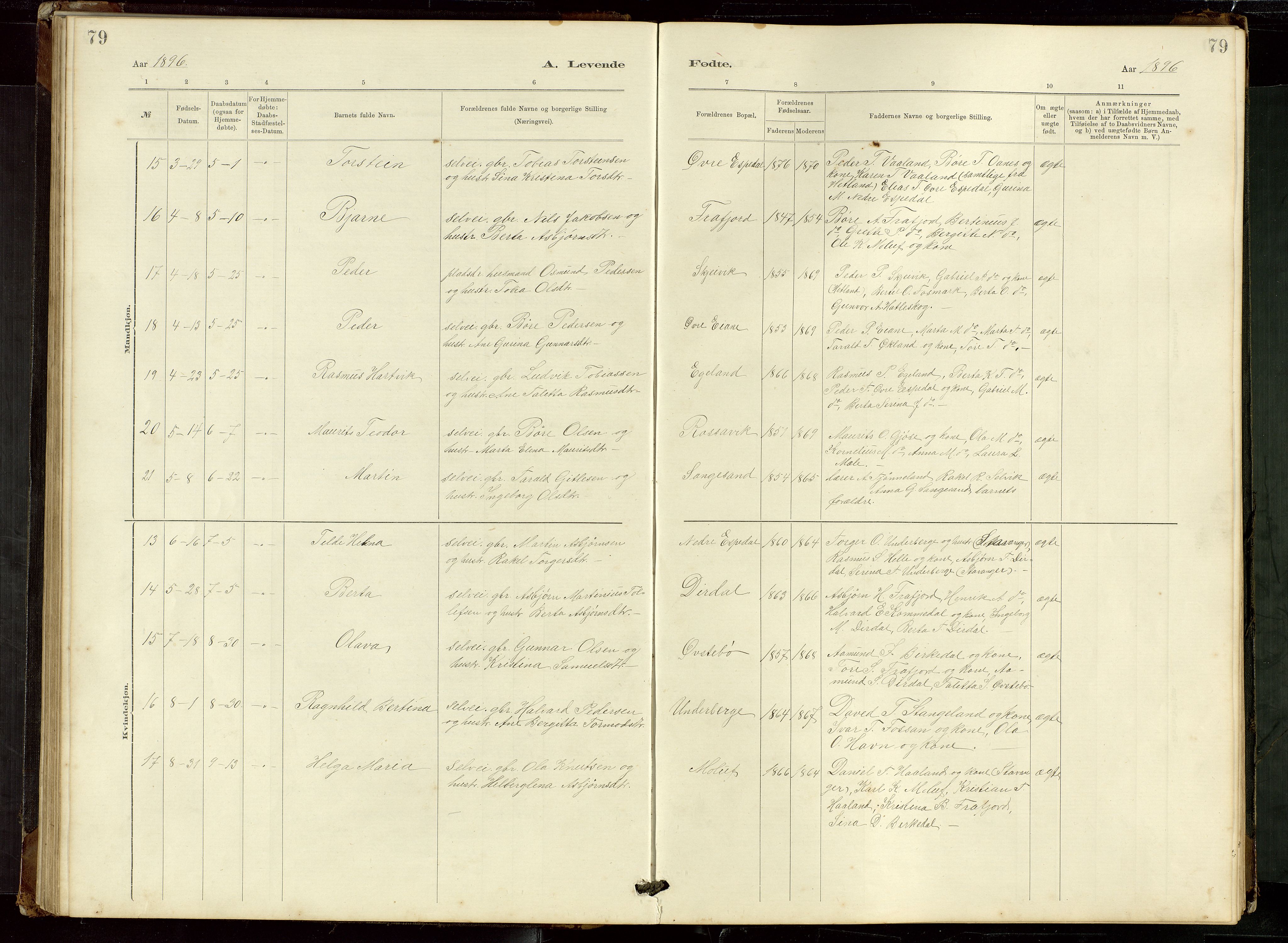 Høgsfjord sokneprestkontor, AV/SAST-A-101624/H/Ha/Hab/L0009: Klokkerbok nr. B 9, 1883-1920, s. 79