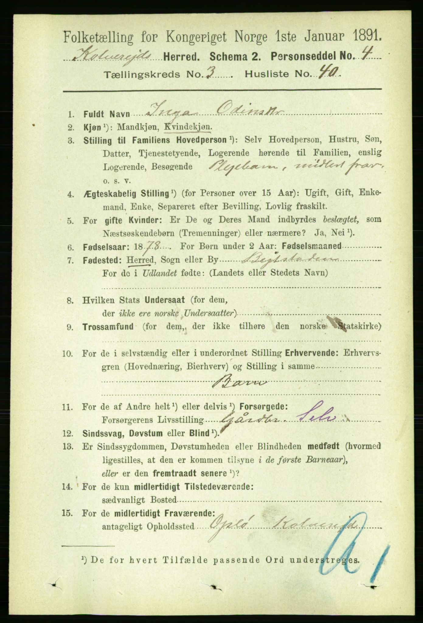 RA, Folketelling 1891 for 1752 Kolvereid herred, 1891, s. 1118