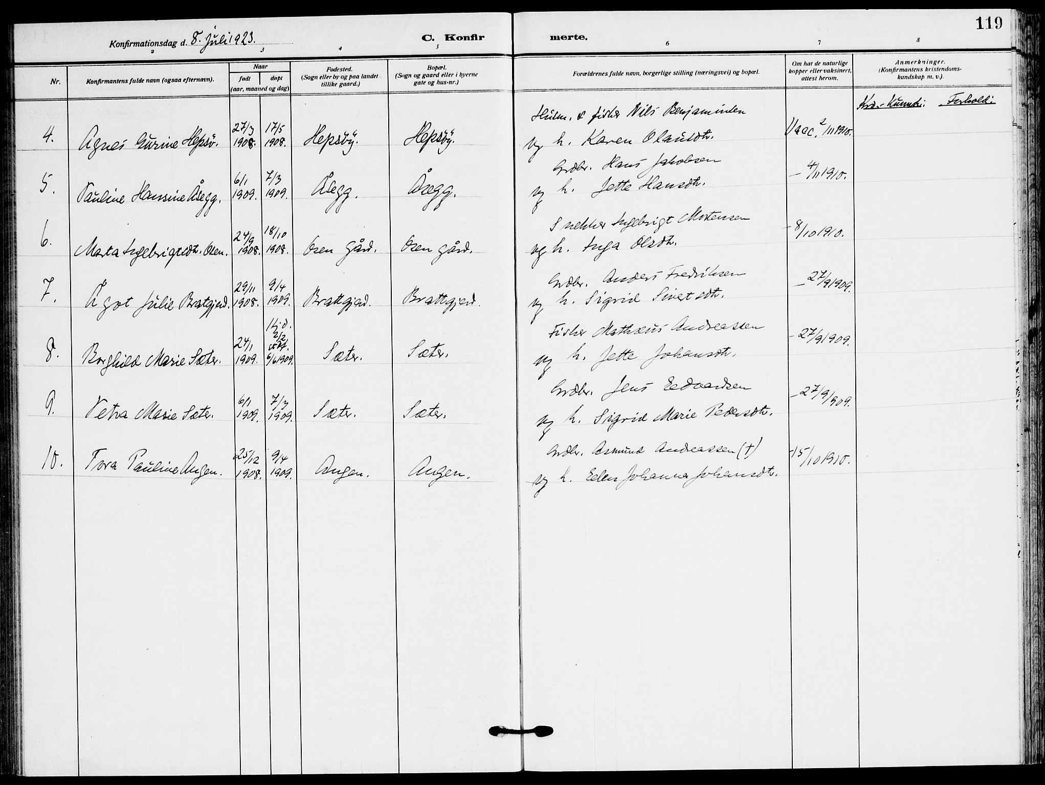 Ministerialprotokoller, klokkerbøker og fødselsregistre - Sør-Trøndelag, AV/SAT-A-1456/658/L0724: Ministerialbok nr. 658A03, 1912-1924, s. 119