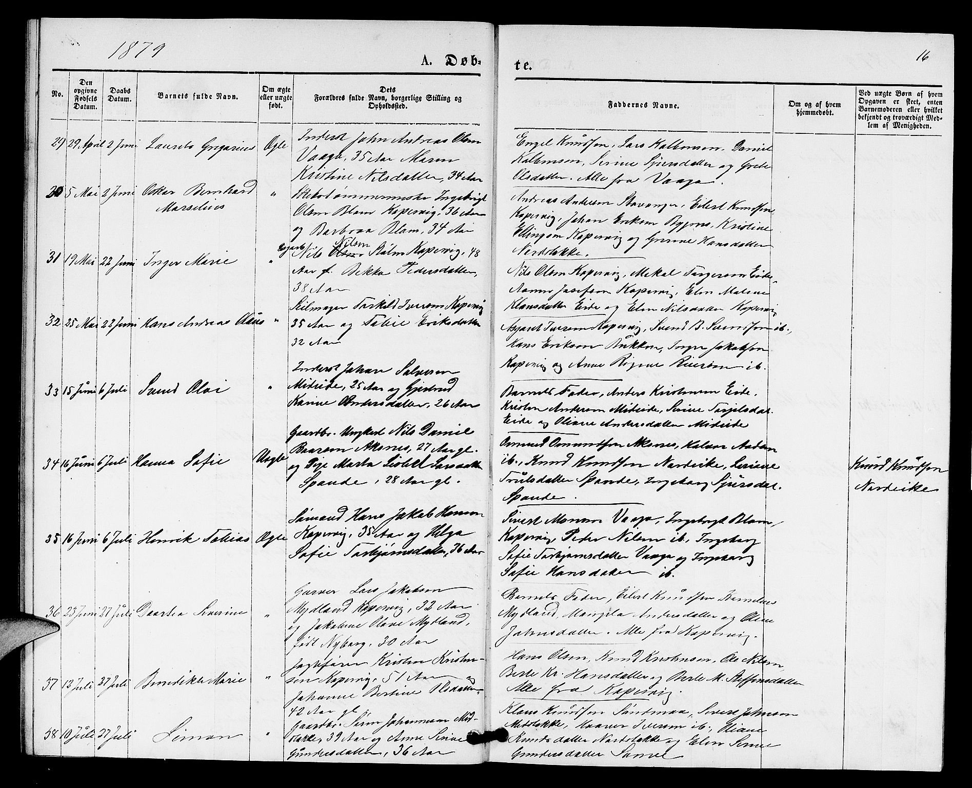 Kopervik sokneprestkontor, AV/SAST-A-101850/H/Ha/Hab/L0001: Klokkerbok nr. B 1, 1877-1891, s. 16