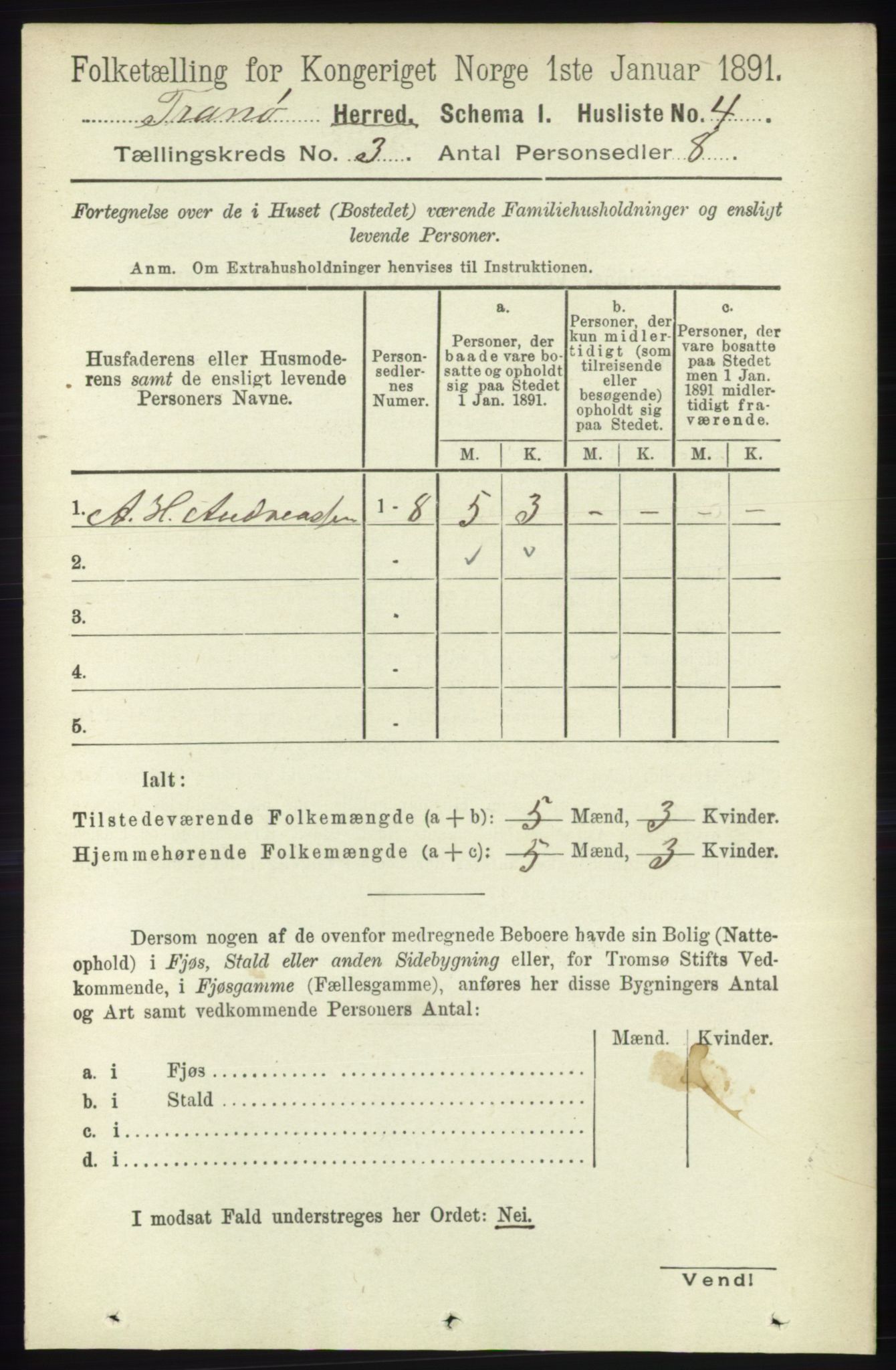 RA, Folketelling 1891 for 1927 Tranøy herred, 1891, s. 807