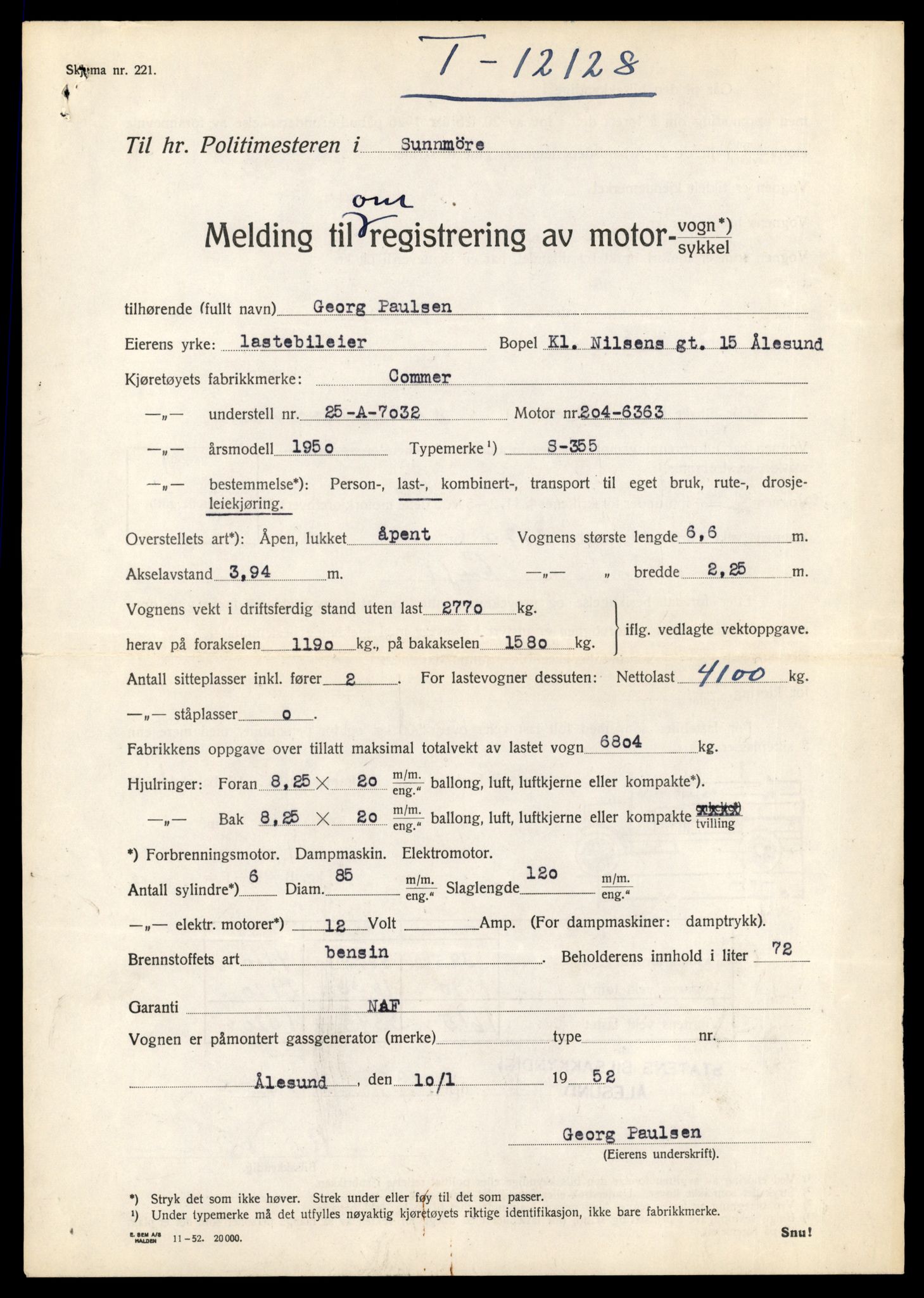 Møre og Romsdal vegkontor - Ålesund trafikkstasjon, AV/SAT-A-4099/F/Fe/L0035: Registreringskort for kjøretøy T 12653 - T 12829, 1927-1998, s. 673