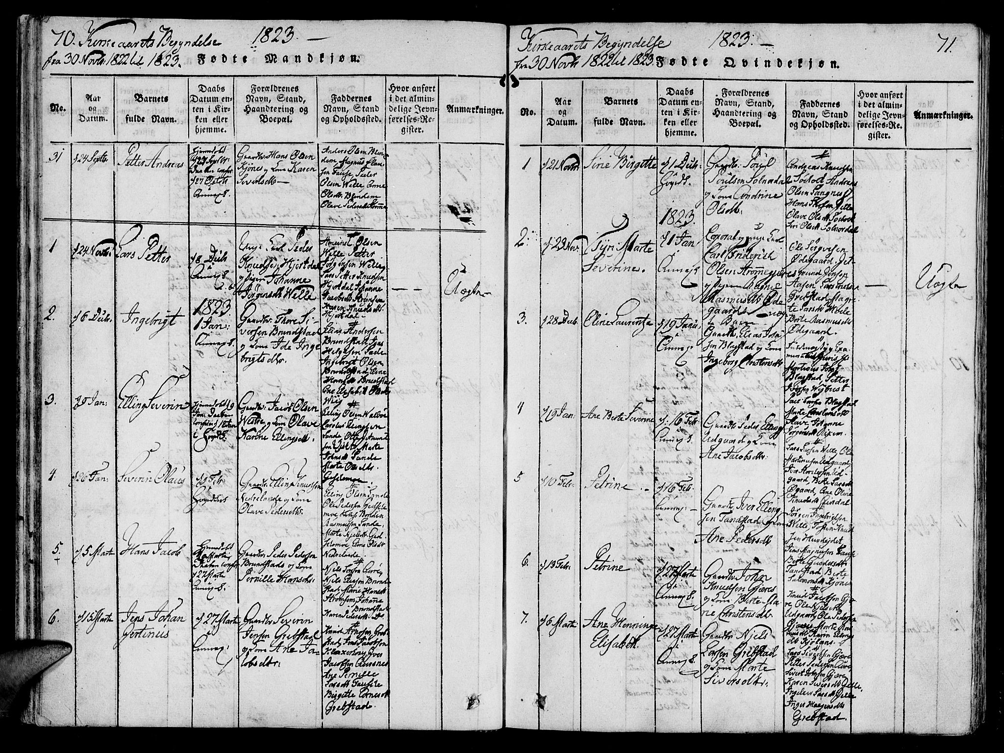 Ministerialprotokoller, klokkerbøker og fødselsregistre - Møre og Romsdal, AV/SAT-A-1454/522/L0310: Ministerialbok nr. 522A05, 1816-1832, s. 70-71