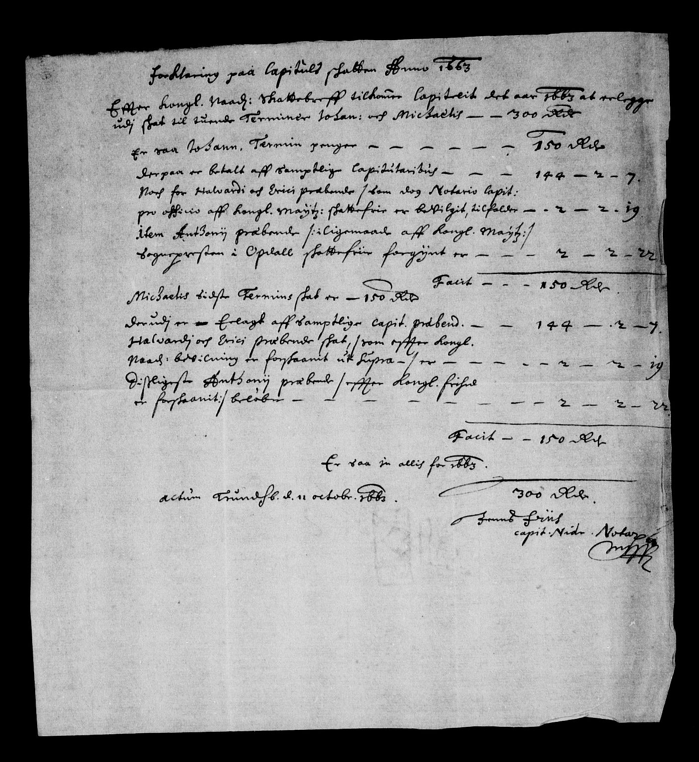 Rentekammeret inntil 1814, Reviderte regnskaper, Stiftamtstueregnskaper, Trondheim stiftamt og Nordland amt, AV/RA-EA-6044/R/Rd/L0006: Trondheim stiftamt, 1663