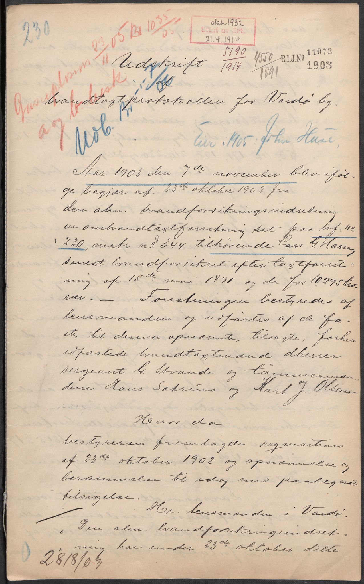Norges Brannkasse, AV/RA-S-1549/E/Eu/L0017: Branntakster for Vardø by, 1864-1955, s. 635