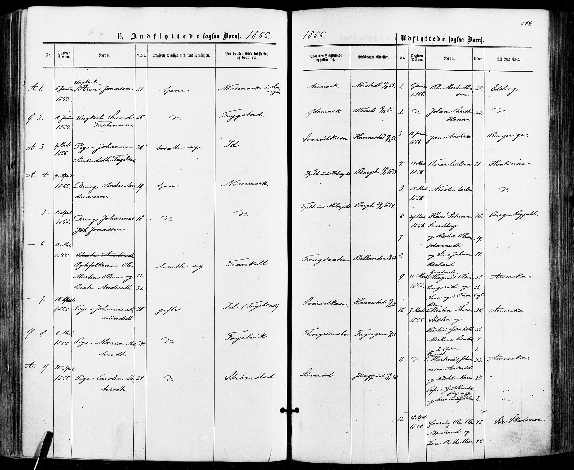 Aremark prestekontor Kirkebøker, AV/SAO-A-10899/F/Fc/L0004: Ministerialbok nr. III 4, 1866-1877, s. 643-644