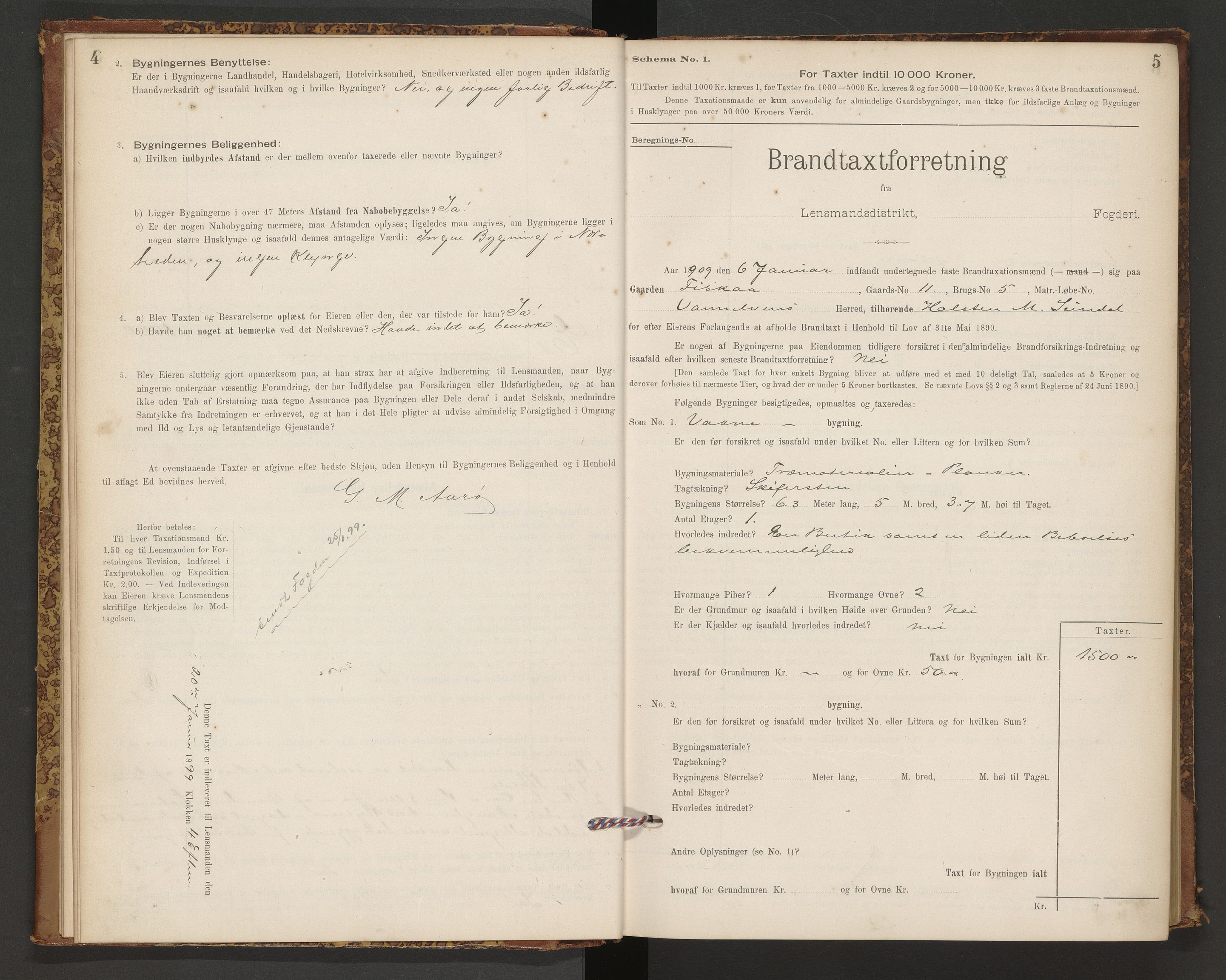 Norges Brannkasse Vanylven, AV/SAT-A-5486/F/Fb/L0001: Branntakstprotokoll, 1898-1954, s. 4-5