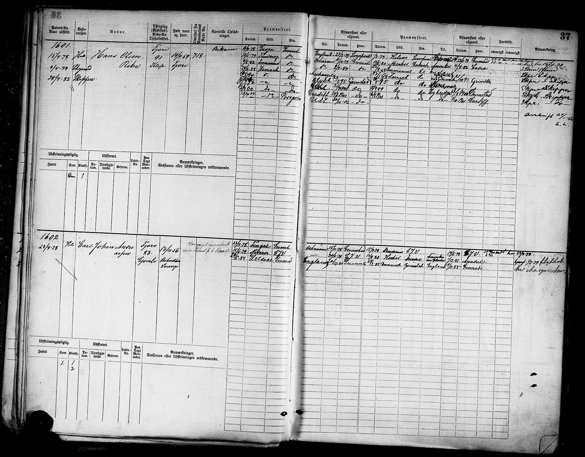 Grimstad mønstringskrets, AV/SAK-2031-0013/F/Fb/L0011: Hovedrulle nr 1529-2290, V-24, 1877-1889, s. 40