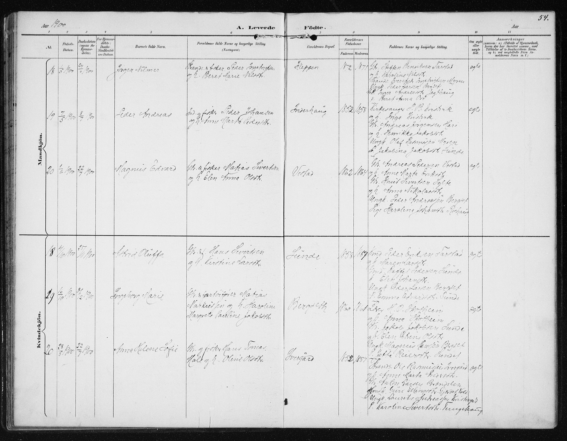 Ministerialprotokoller, klokkerbøker og fødselsregistre - Møre og Romsdal, AV/SAT-A-1454/566/L0773: Klokkerbok nr. 566C02, 1892-1909, s. 54