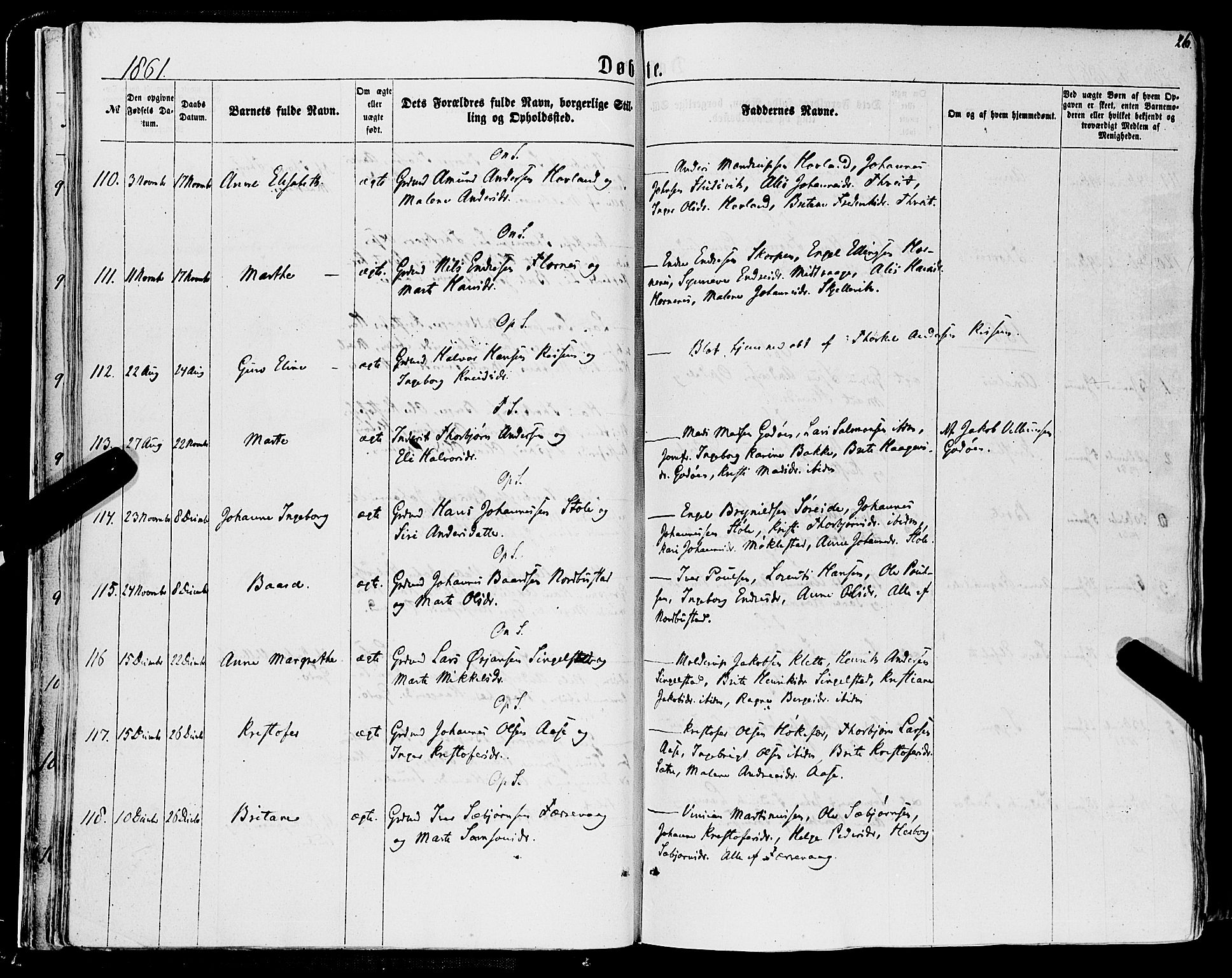 Tysnes sokneprestembete, AV/SAB-A-78601/H/Haa: Ministerialbok nr. A 11, 1860-1871, s. 26
