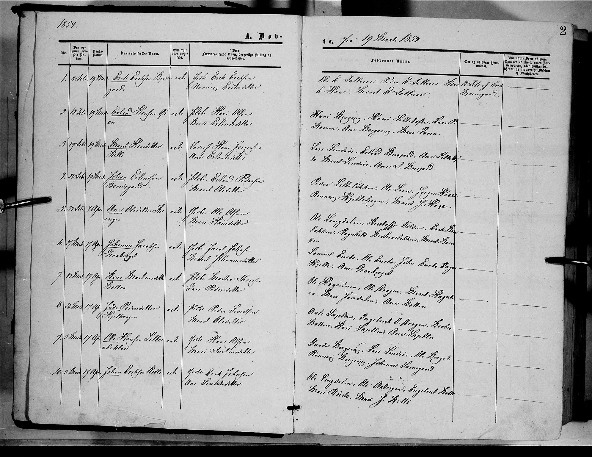 Dovre prestekontor, AV/SAH-PREST-066/H/Ha/Haa/L0001: Ministerialbok nr. 1, 1854-1878, s. 2