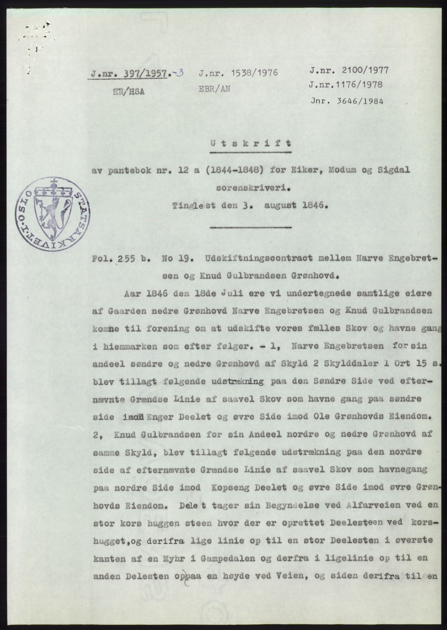 Statsarkivet i Kongsberg, AV/SAKO-A-0001/E/Ee/L0009: Avskrifter, SAO jnr. 354/1957 - 770/1957, 1957, s. 35