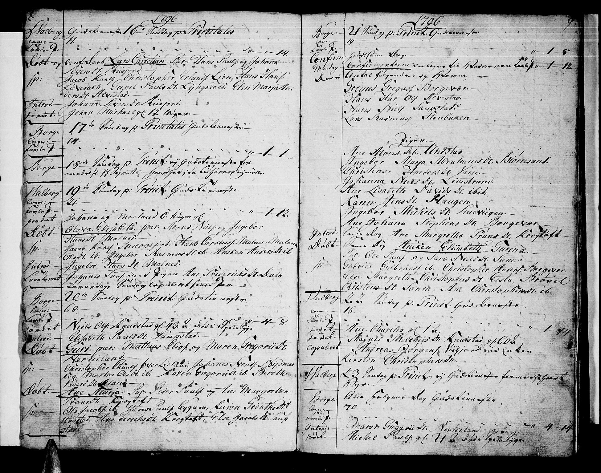 Ministerialprotokoller, klokkerbøker og fødselsregistre - Nordland, AV/SAT-A-1459/880/L1129: Ministerialbok nr. 880A03, 1796-1821, s. 8-9