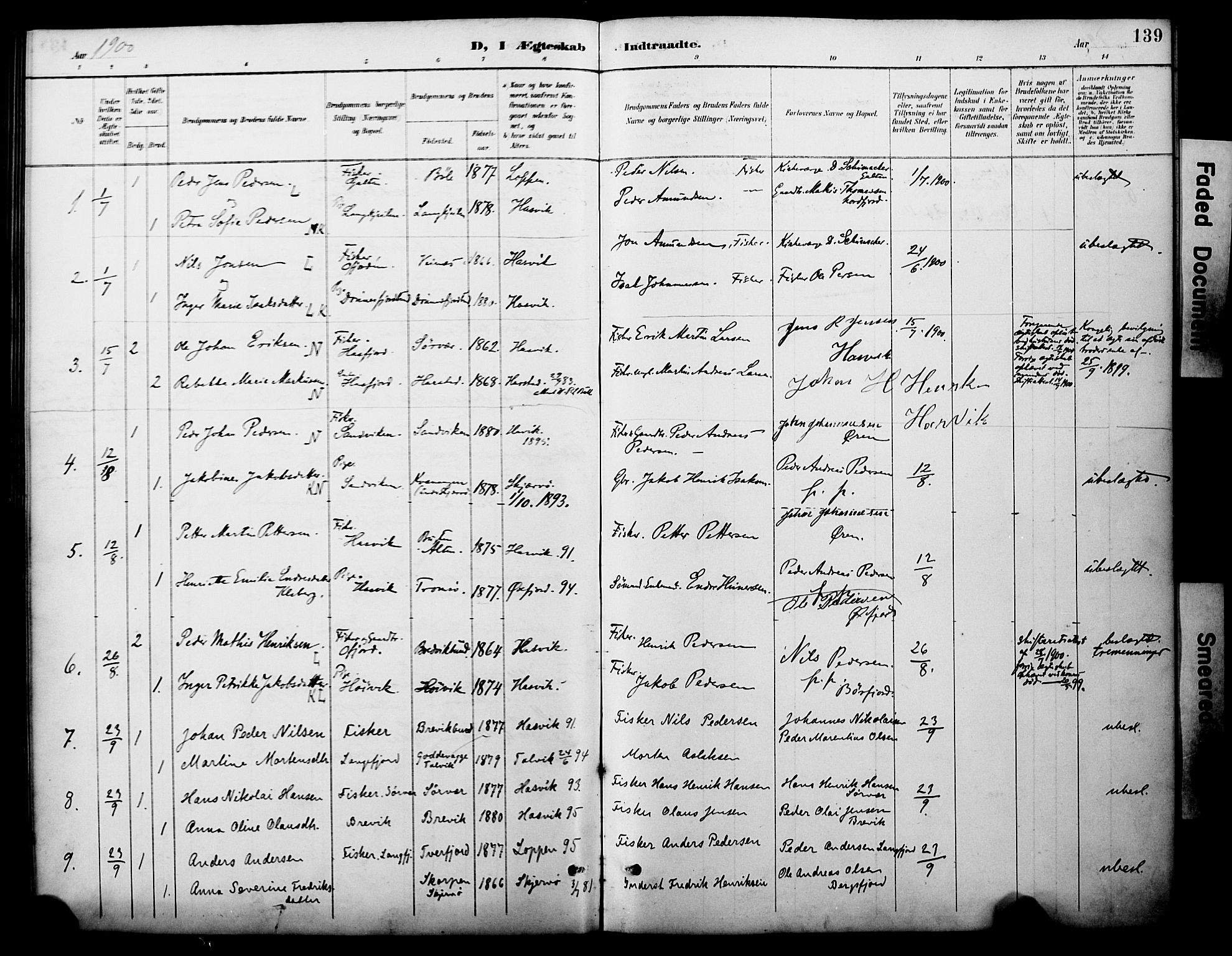 Loppa sokneprestkontor, AV/SATØ-S-1339/H/Ha/L0008kirke: Ministerialbok nr. 8, 1889-1907, s. 139