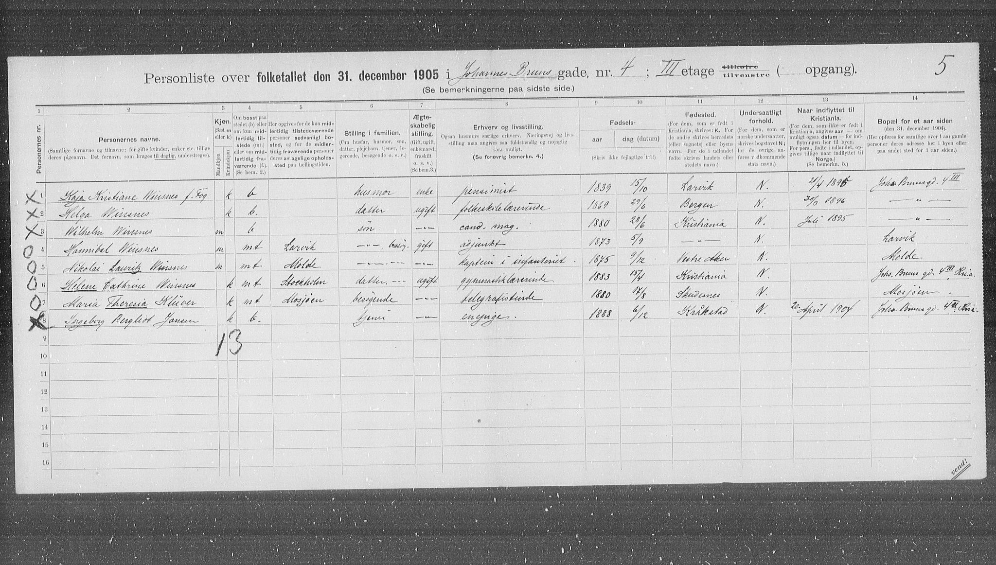 OBA, Kommunal folketelling 31.12.1905 for Kristiania kjøpstad, 1905, s. 24666