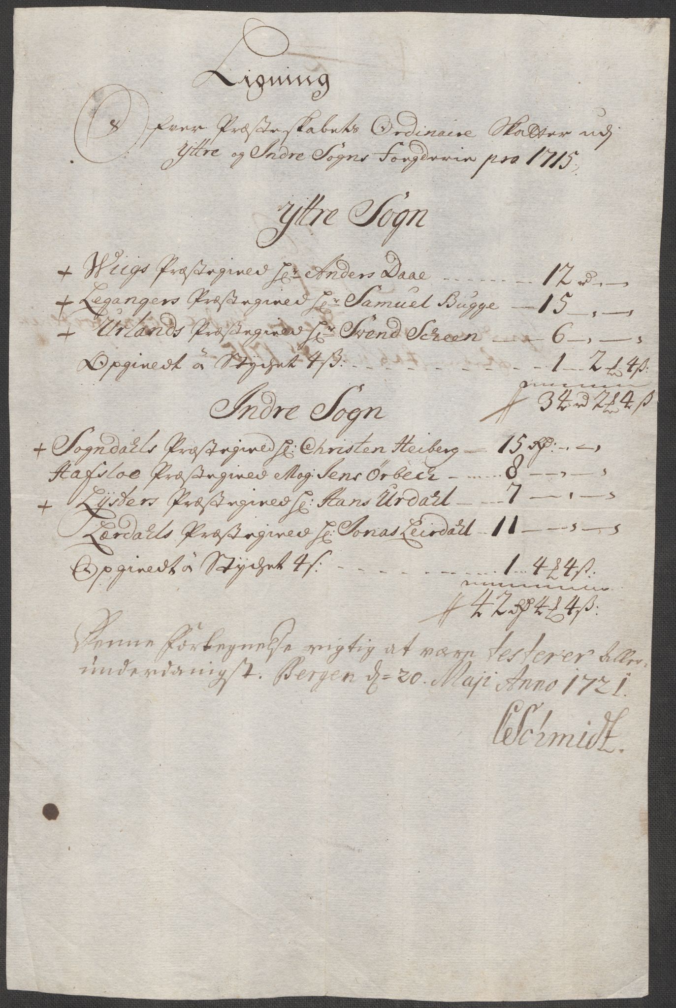 Rentekammeret inntil 1814, Reviderte regnskaper, Fogderegnskap, RA/EA-4092/R52/L3320: Fogderegnskap Sogn, 1715-1716, s. 22