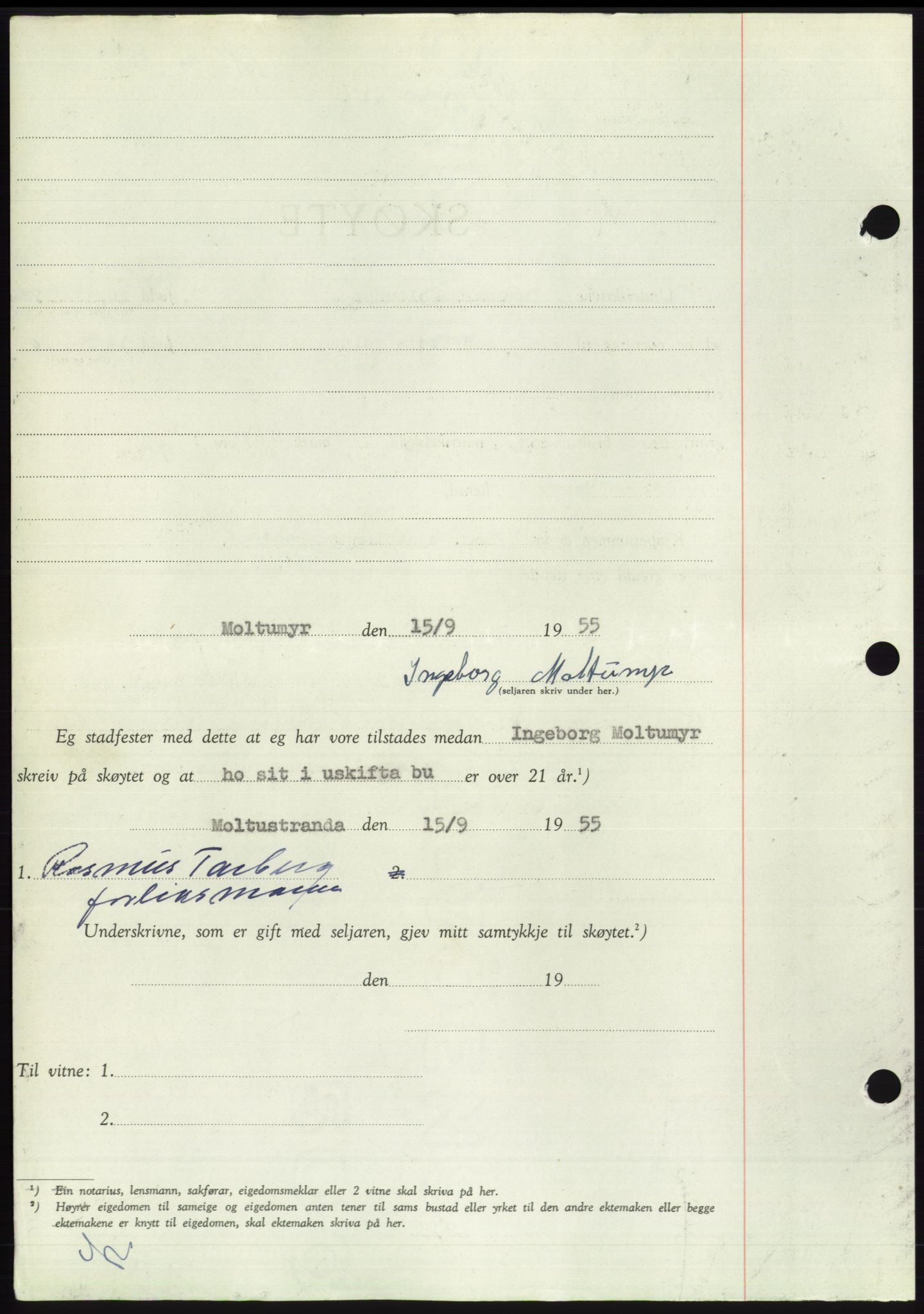 Søre Sunnmøre sorenskriveri, AV/SAT-A-4122/1/2/2C/L0101: Pantebok nr. 27A, 1955-1955, Dagboknr: 2238/1955