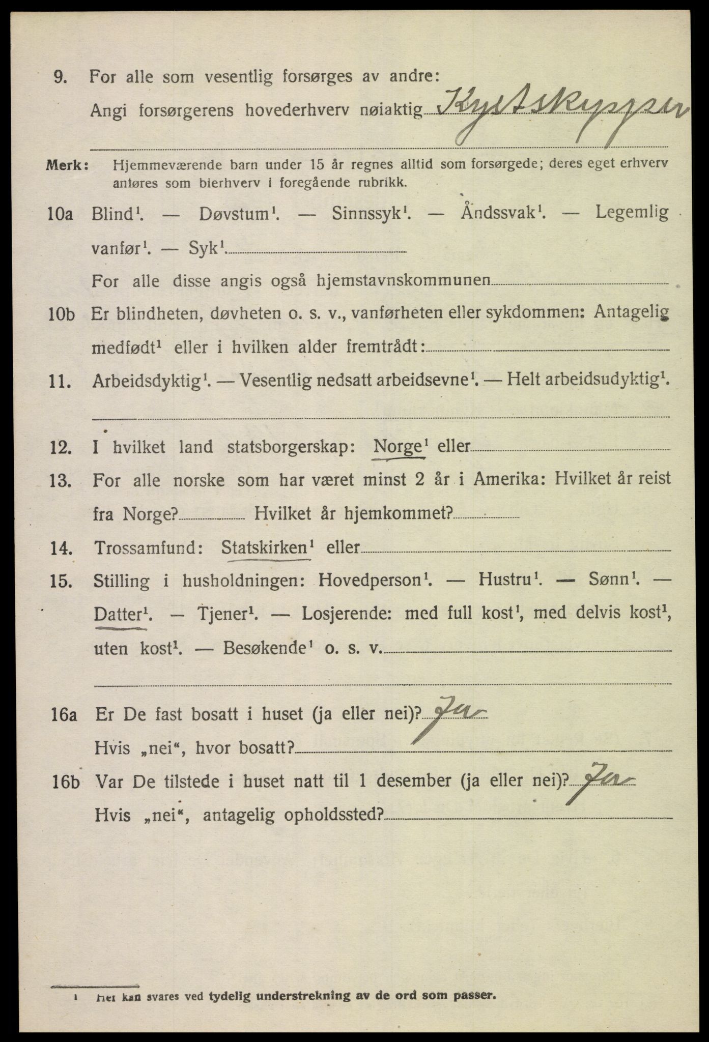 SAK, Folketelling 1920 for 1029 Sør-Audnedal herred, 1920, s. 4564