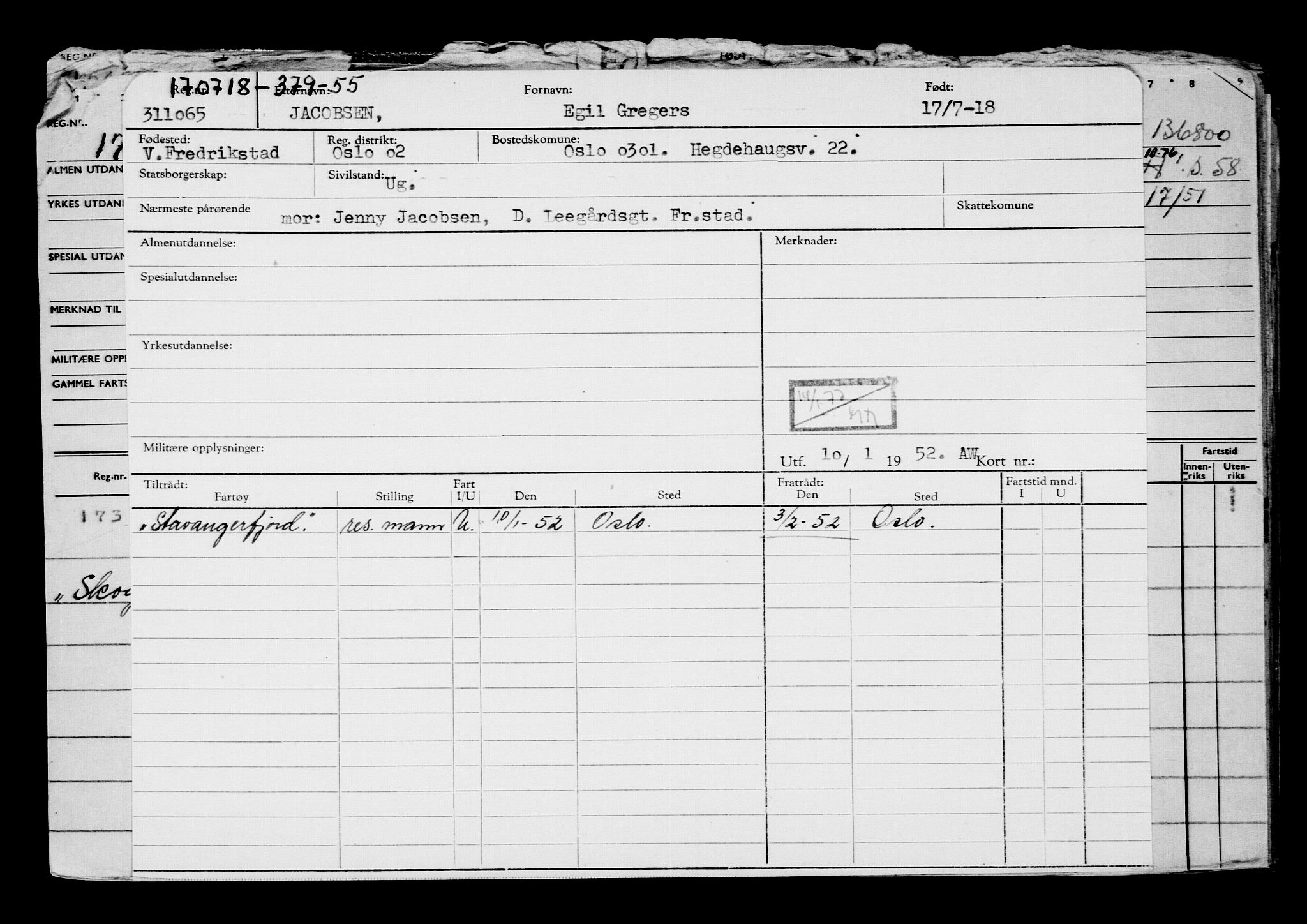 Direktoratet for sjømenn, AV/RA-S-3545/G/Gb/L0160: Hovedkort, 1918, s. 345