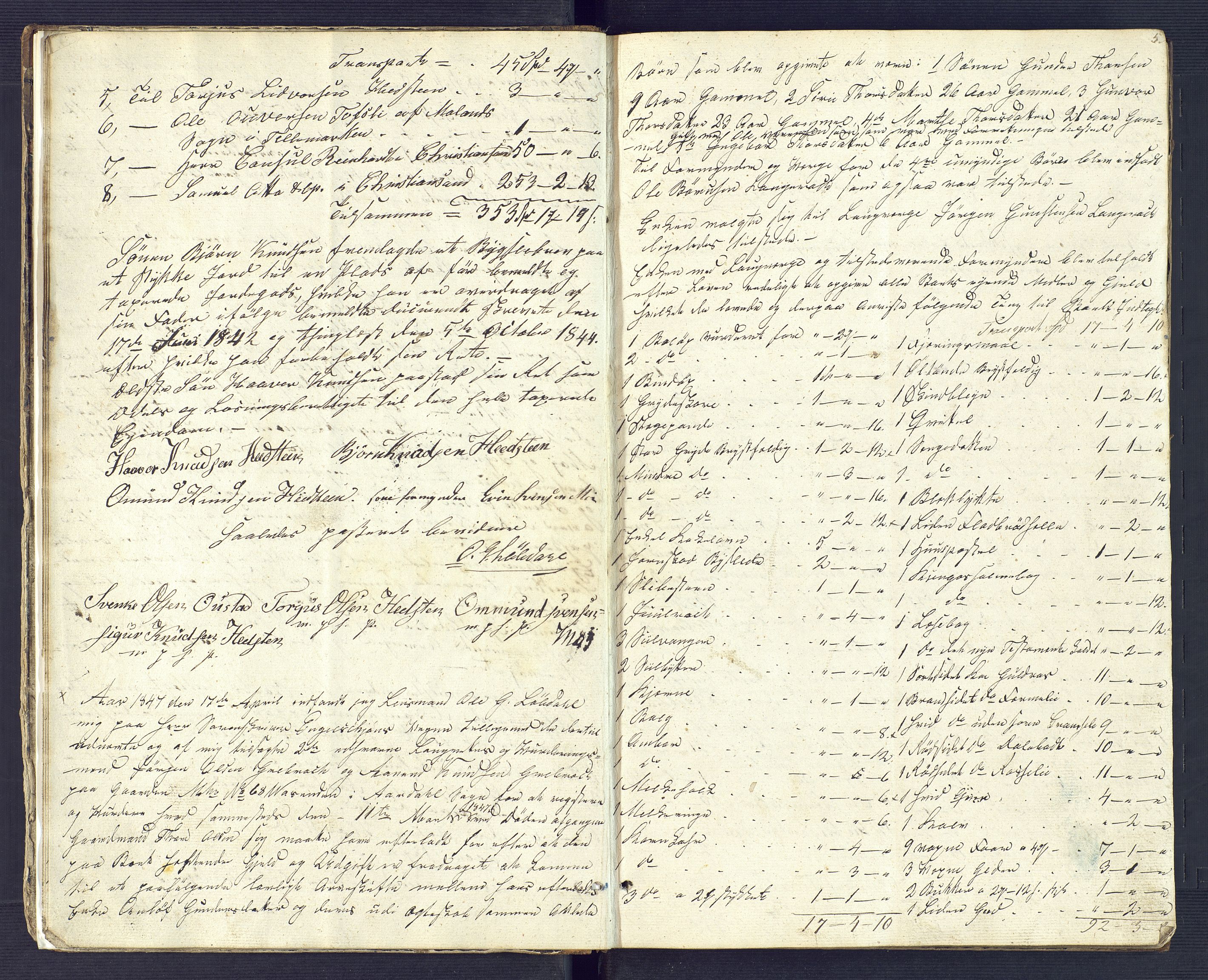Setesdal sorenskriveri, SAK/1221-0011/H/Hc/L0026: Skifteregistreringsprotokoll nr 1 Ose tinglag med register, inneholder auksjoner fra 1860, 1846-1865, s. 5
