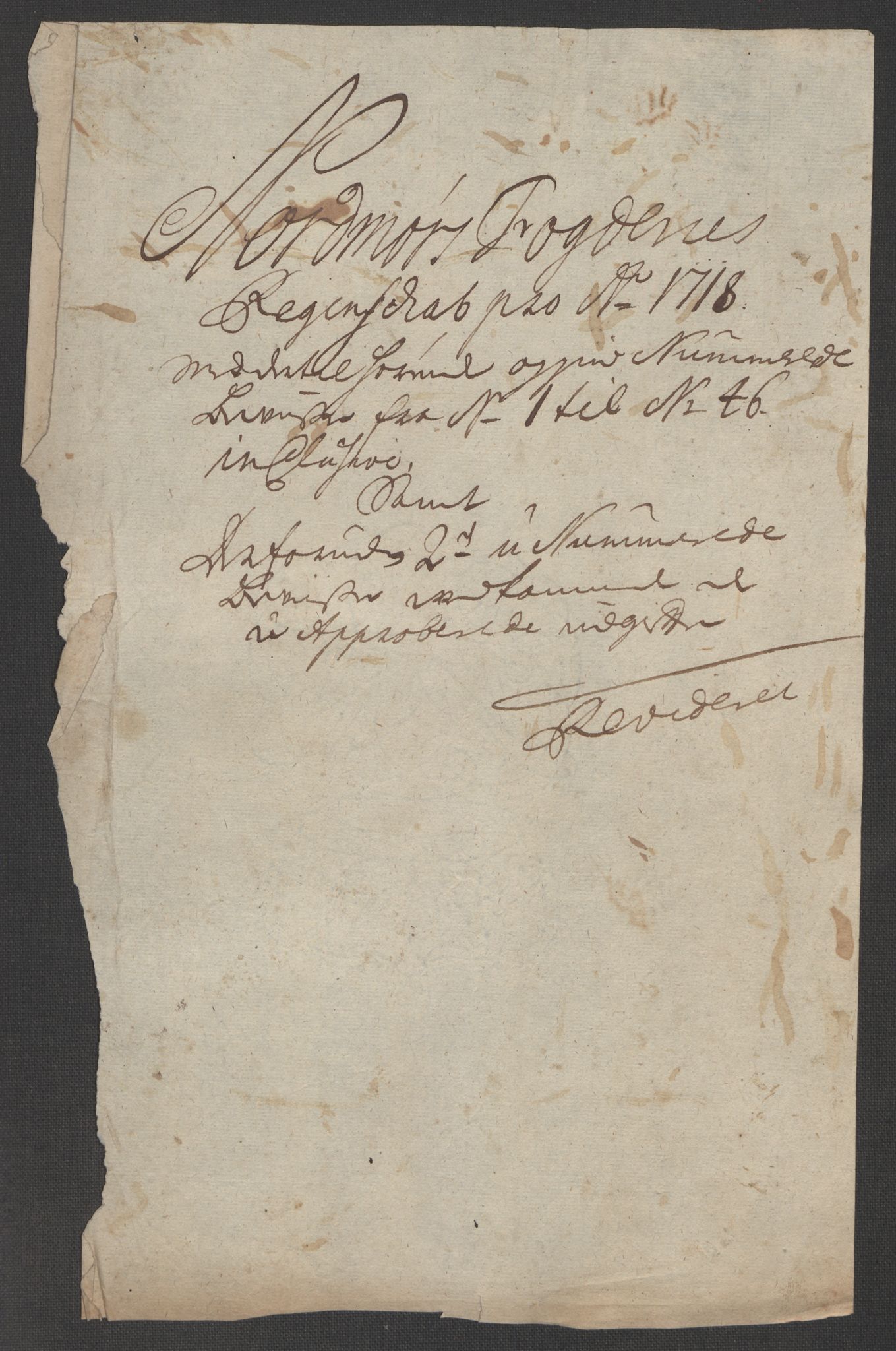 Rentekammeret inntil 1814, Reviderte regnskaper, Fogderegnskap, RA/EA-4092/R56/L3751: Fogderegnskap Nordmøre, 1718, s. 3