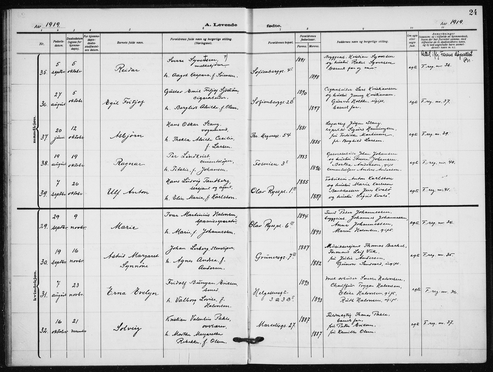 Hauge prestekontor Kirkebøker, SAO/A-10849/F/Fa/L0001: Ministerialbok nr. 1, 1917-1938, s. 24