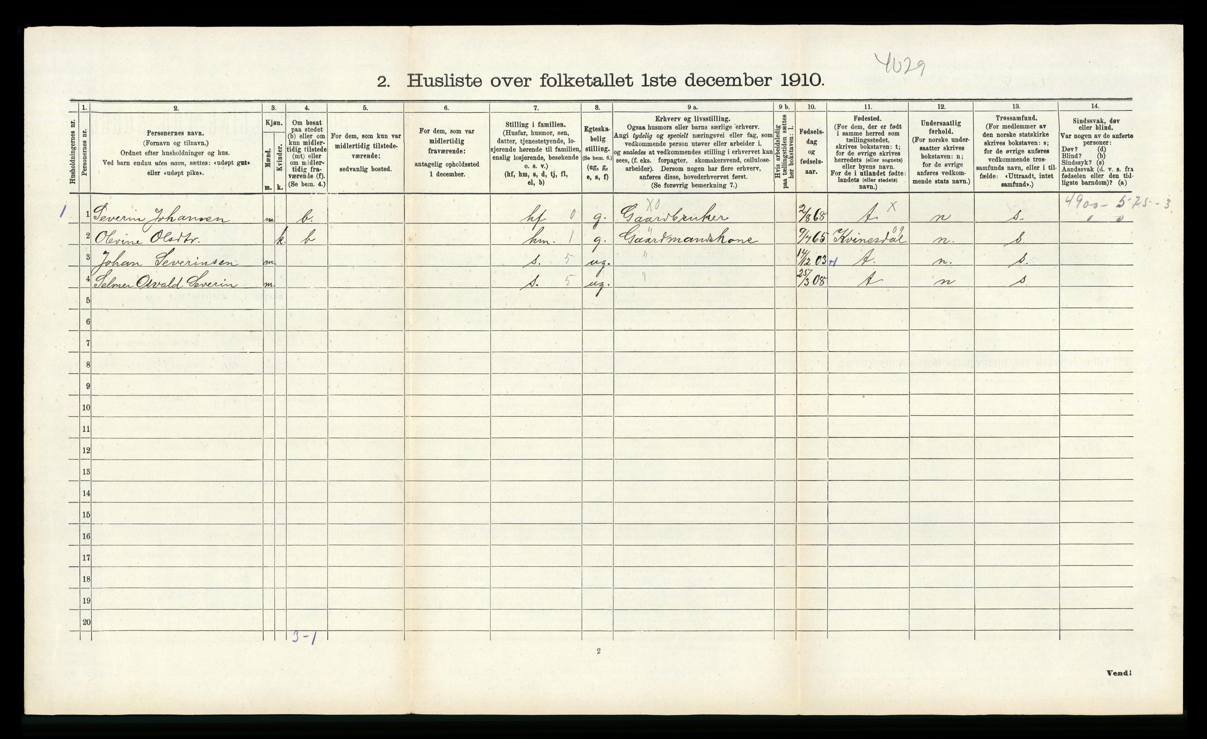 RA, Folketelling 1910 for 1044 Gyland herred, 1910, s. 347