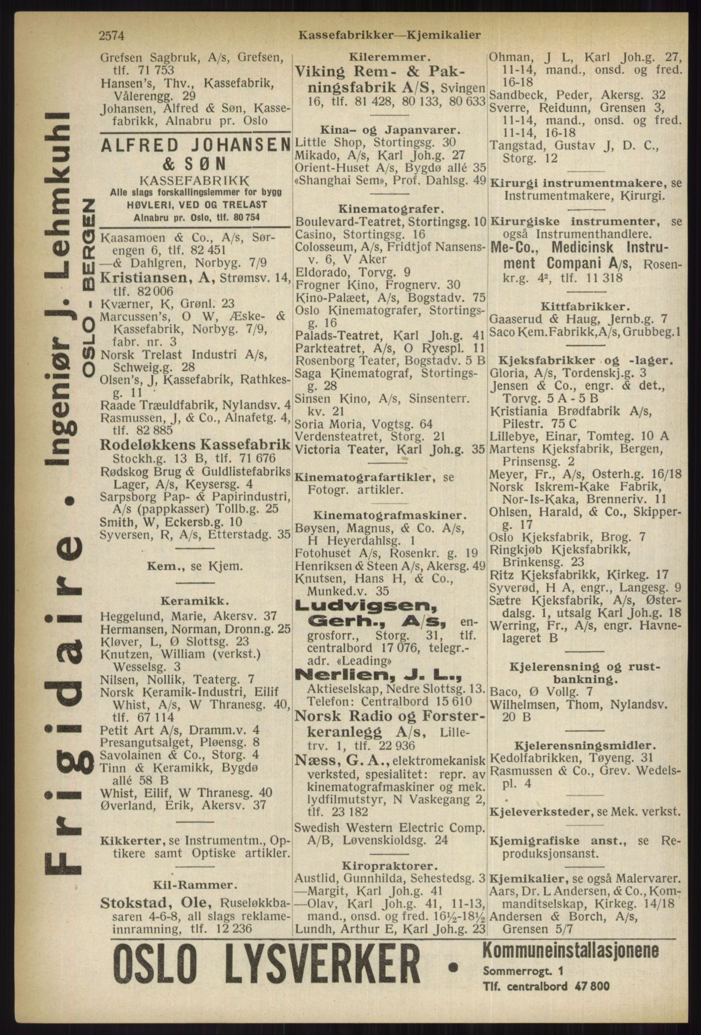 Kristiania/Oslo adressebok, PUBL/-, 1937, s. 2574