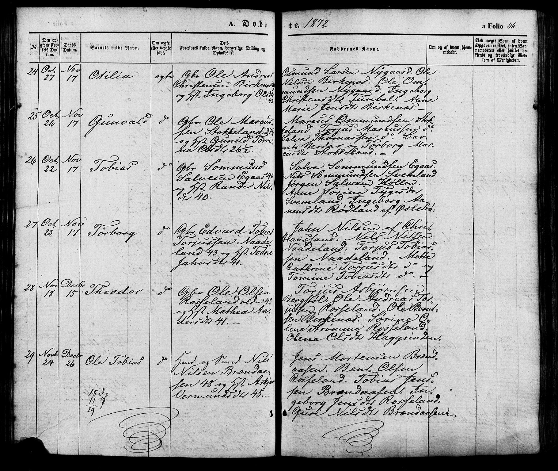 Søgne sokneprestkontor, AV/SAK-1111-0037/F/Fa/Faa/L0002: Ministerialbok nr. A 2, 1854-1882, s. 46