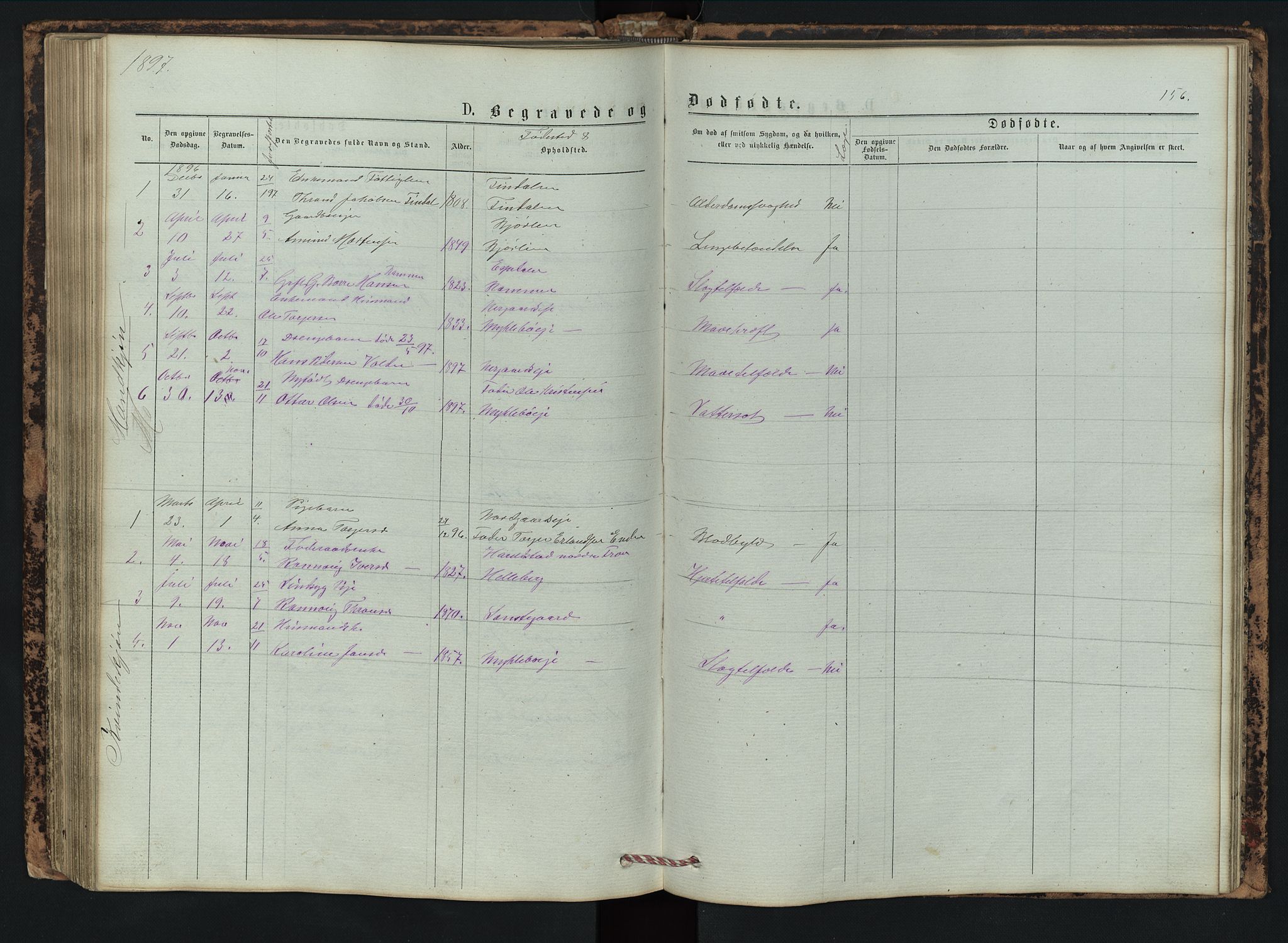 Vestre Gausdal prestekontor, AV/SAH-PREST-094/H/Ha/Hab/L0002: Klokkerbok nr. 2, 1874-1897, s. 156