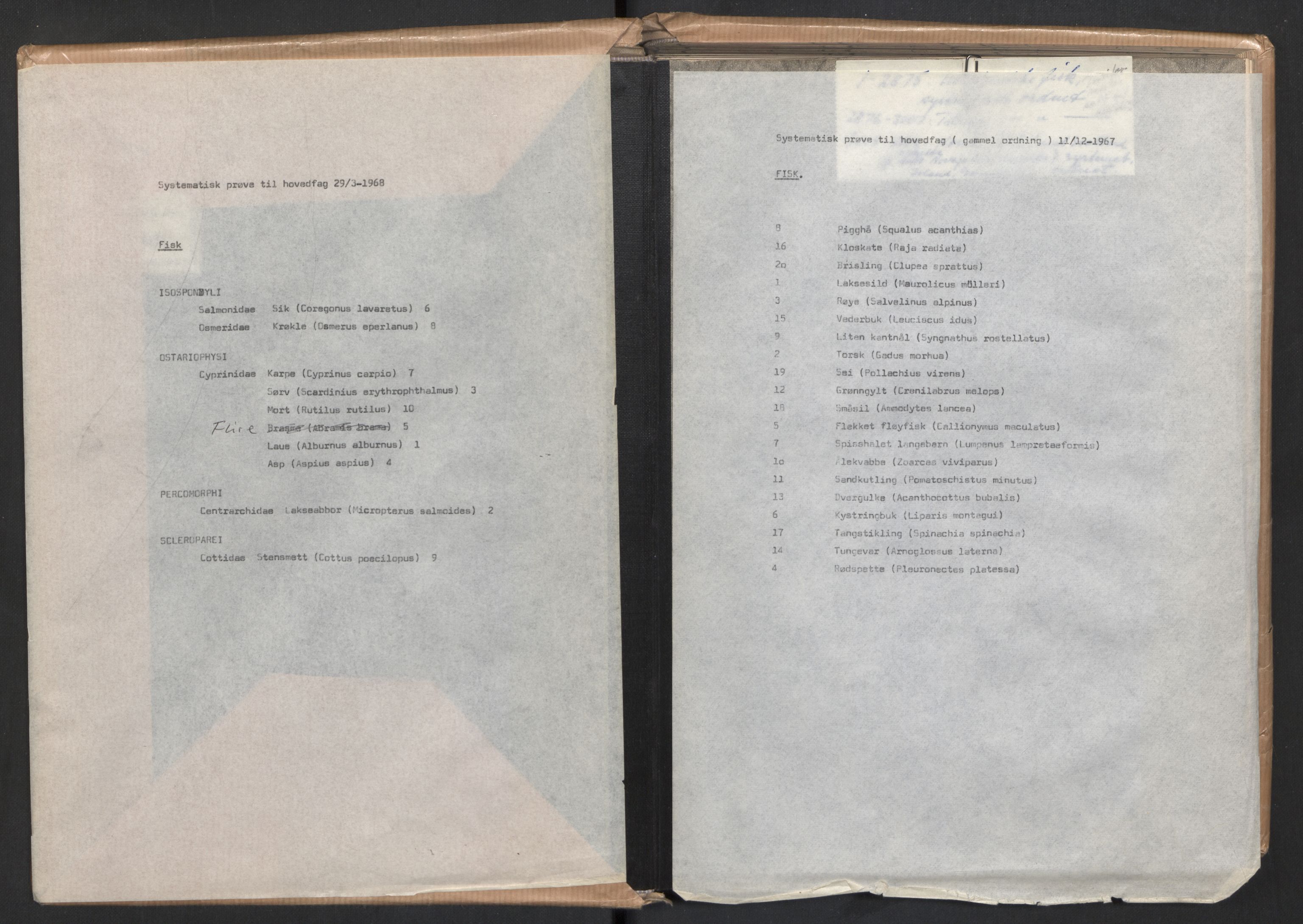 Naturhistorisk museum (Oslo), Zoologisk museum, NHMO/001/A/004: Lnr. 4 - Fisk. Samlingsjournal. Fiskesamlingen (J), nr. 1-5000