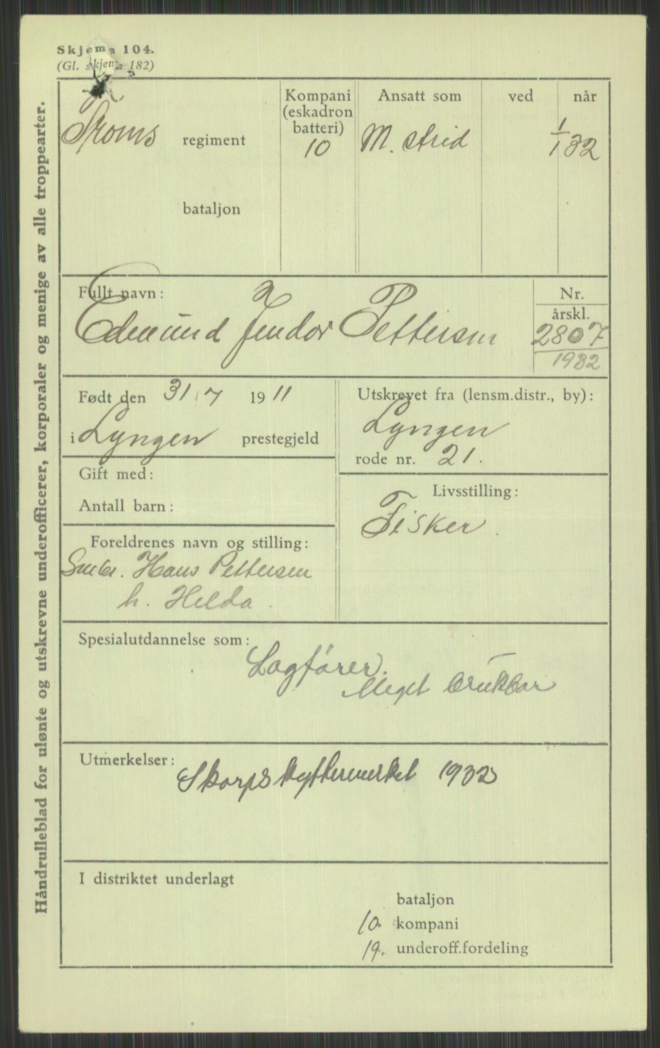 Forsvaret, Troms infanteriregiment nr. 16, AV/RA-RAFA-3146/P/Pa/L0016: Rulleblad for regimentets menige mannskaper, årsklasse 1932, 1932, s. 1327