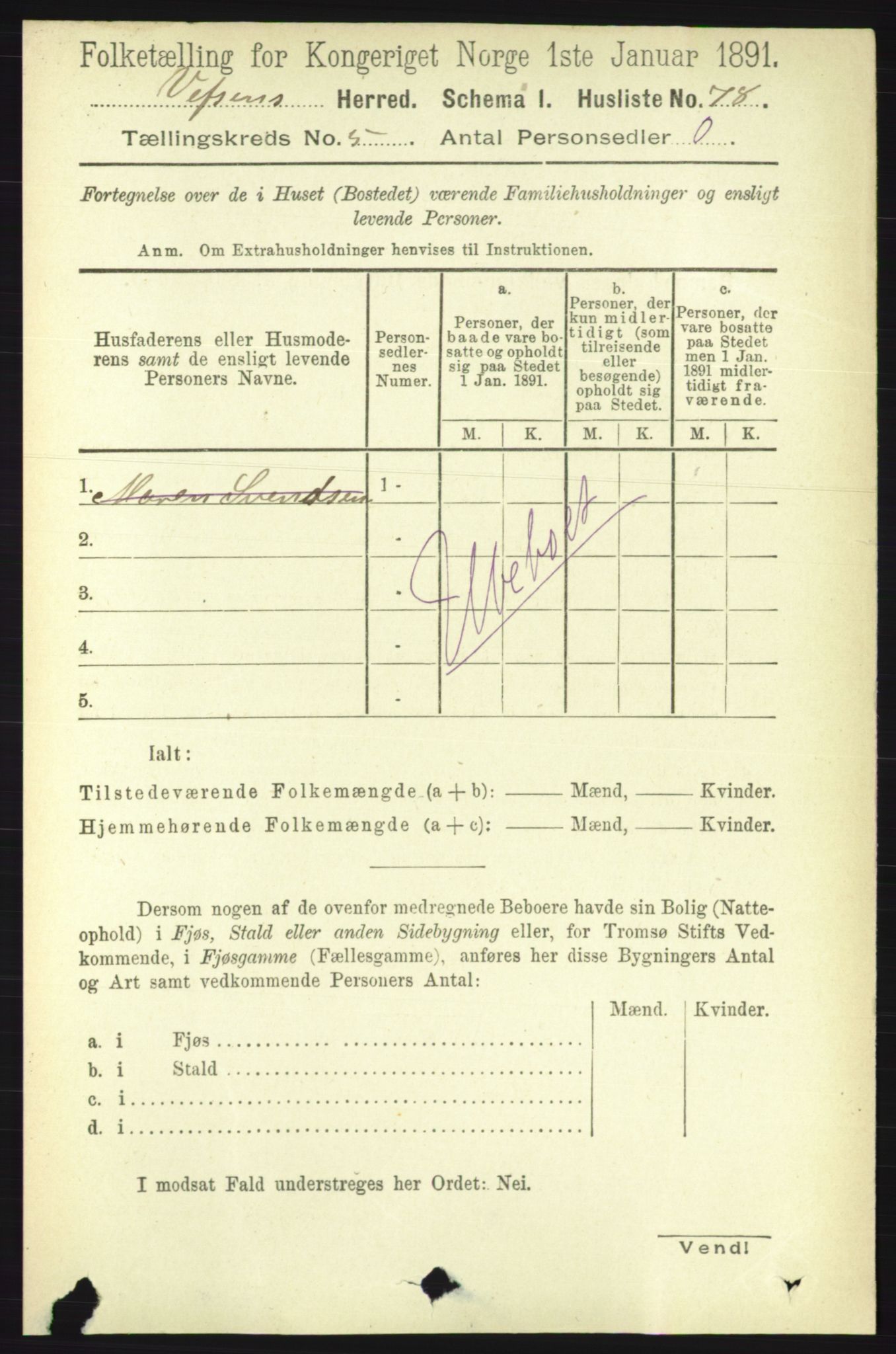 RA, Folketelling 1891 for 1824 Vefsn herred, 1891, s. 2079