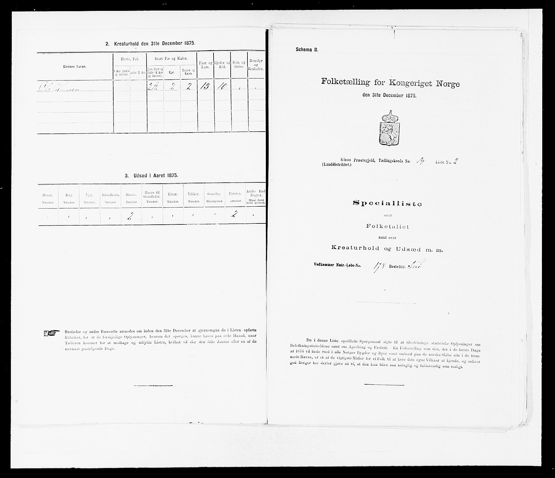 SAB, Folketelling 1875 for 1437L Kinn prestegjeld, Kinn sokn og Svanøy sokn, 1875, s. 1411