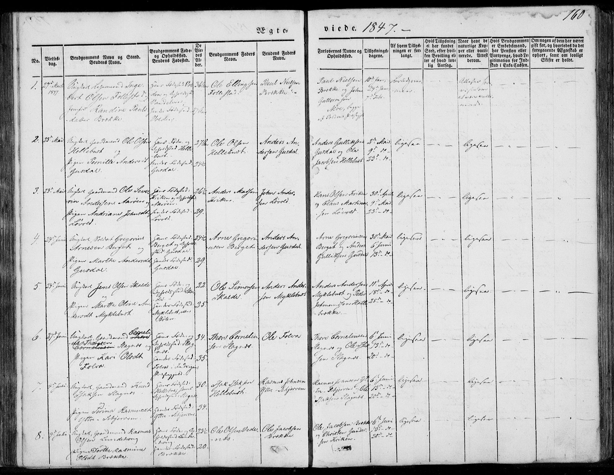 Ministerialprotokoller, klokkerbøker og fødselsregistre - Møre og Romsdal, SAT/A-1454/501/L0006: Ministerialbok nr. 501A06, 1844-1868, s. 160