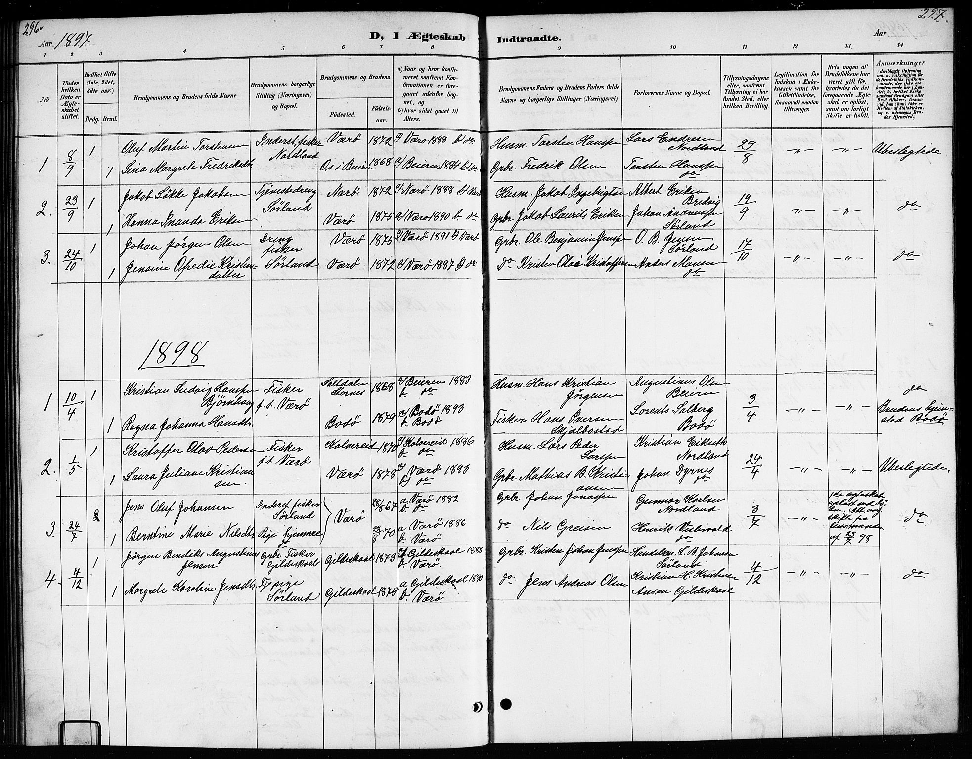 Ministerialprotokoller, klokkerbøker og fødselsregistre - Nordland, AV/SAT-A-1459/807/L0123: Klokkerbok nr. 807C01, 1884-1910, s. 296-297