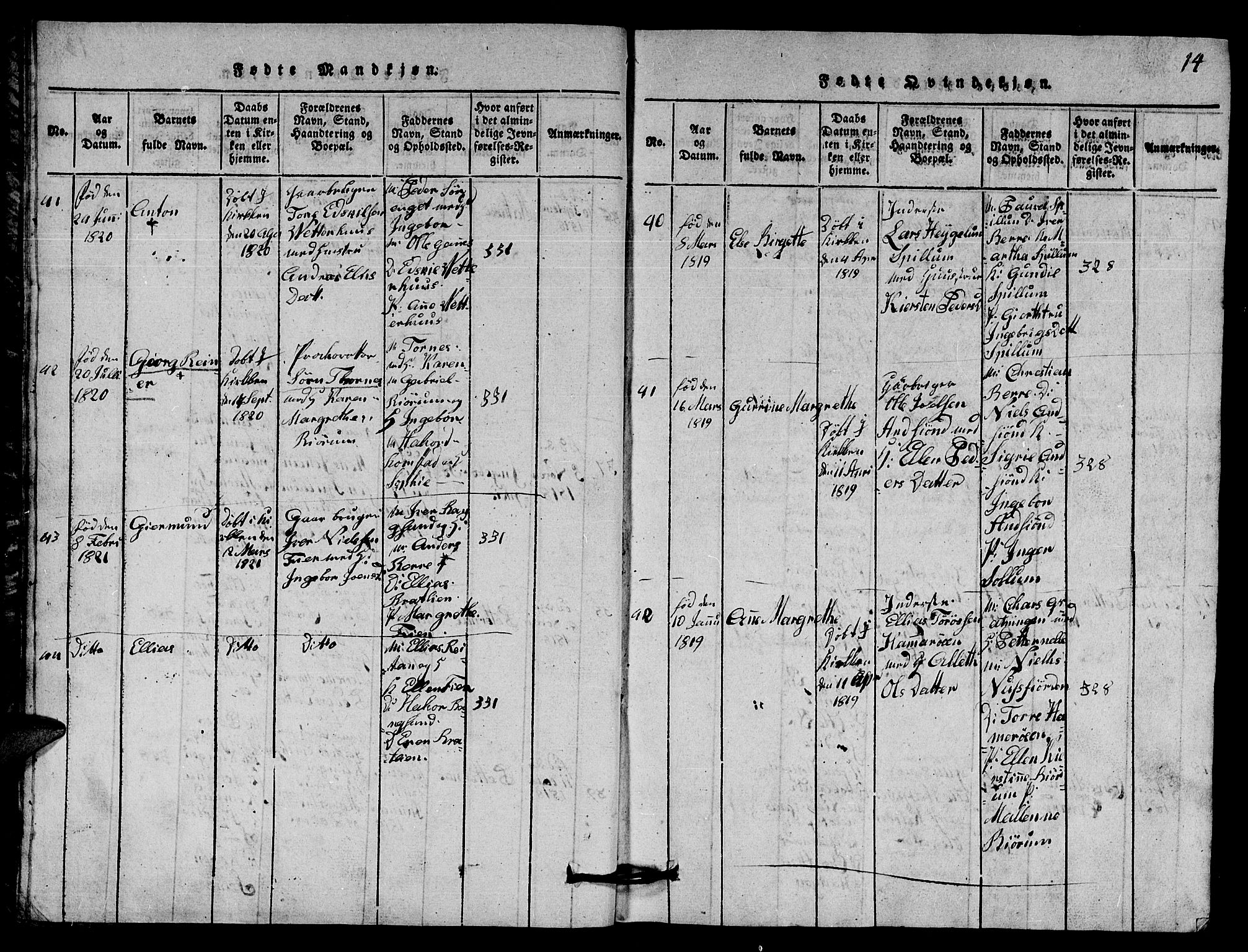 Ministerialprotokoller, klokkerbøker og fødselsregistre - Nord-Trøndelag, AV/SAT-A-1458/770/L0590: Klokkerbok nr. 770C01, 1815-1824, s. 14