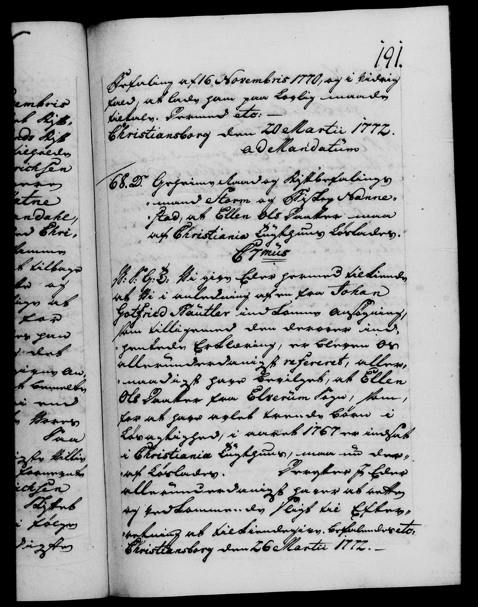 Danske Kanselli 1572-1799, AV/RA-EA-3023/F/Fc/Fca/Fcab/L0040: Norske tegnelser "Norske eller 3. depts. missiver", 1771-1773, s. 191a