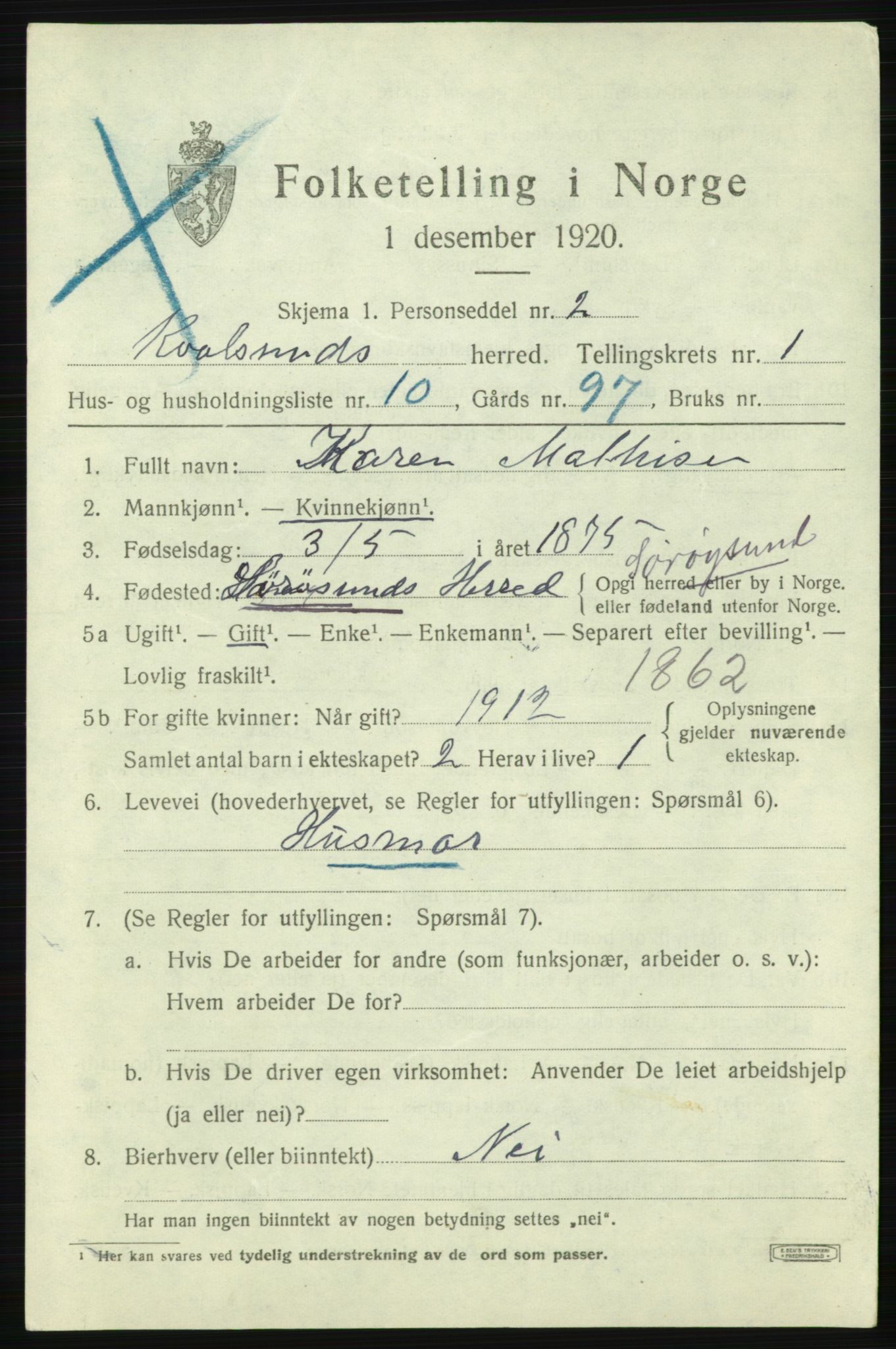 SATØ, Folketelling 1920 for 2017 Kvalsund herred, 1920, s. 592