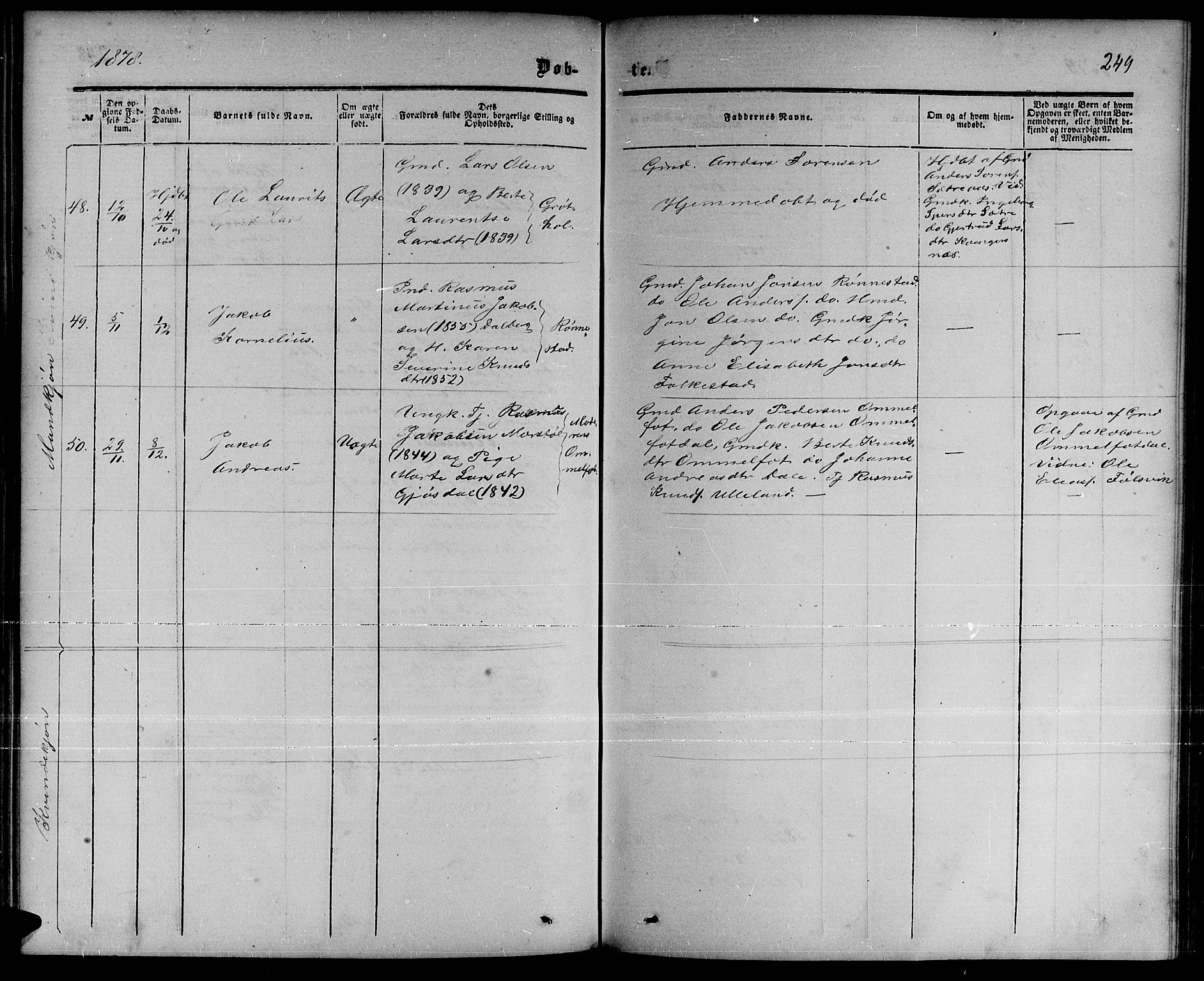 Ministerialprotokoller, klokkerbøker og fødselsregistre - Møre og Romsdal, AV/SAT-A-1454/511/L0157: Klokkerbok nr. 511C03, 1864-1884, s. 249