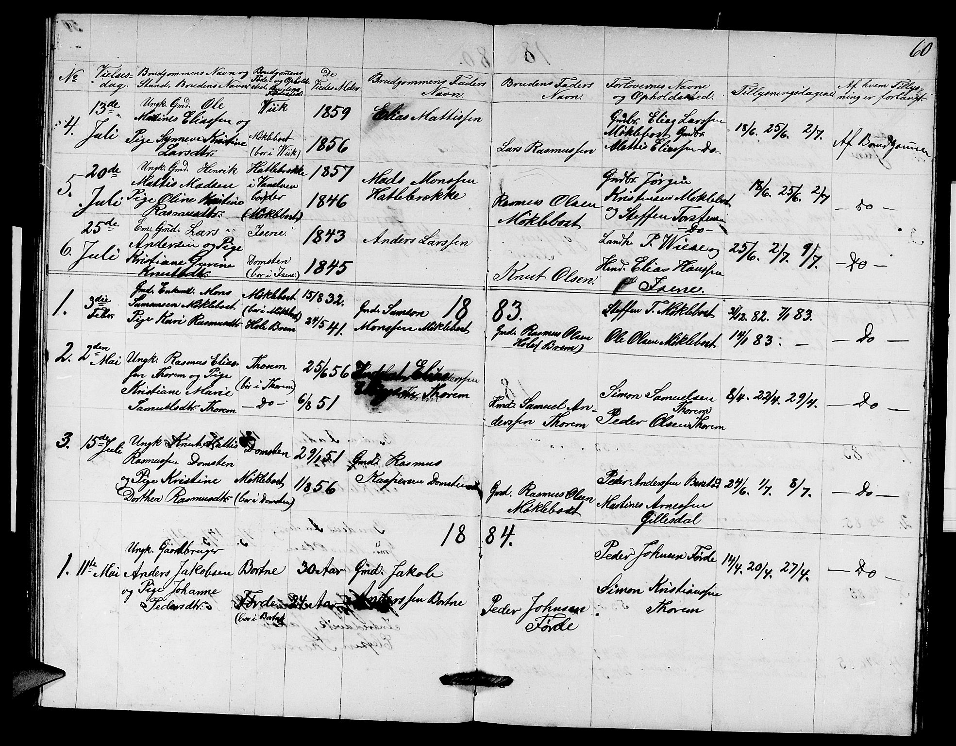 Davik sokneprestembete, AV/SAB-A-79701/H/Hab/Habd/L0001: Klokkerbok nr. D 1, 1866-1891, s. 60